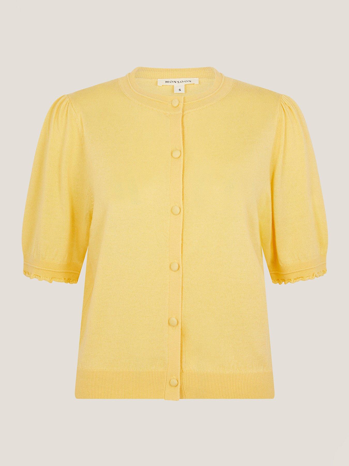  image of monsoon-tegan-button-knit-cardigan-yellow