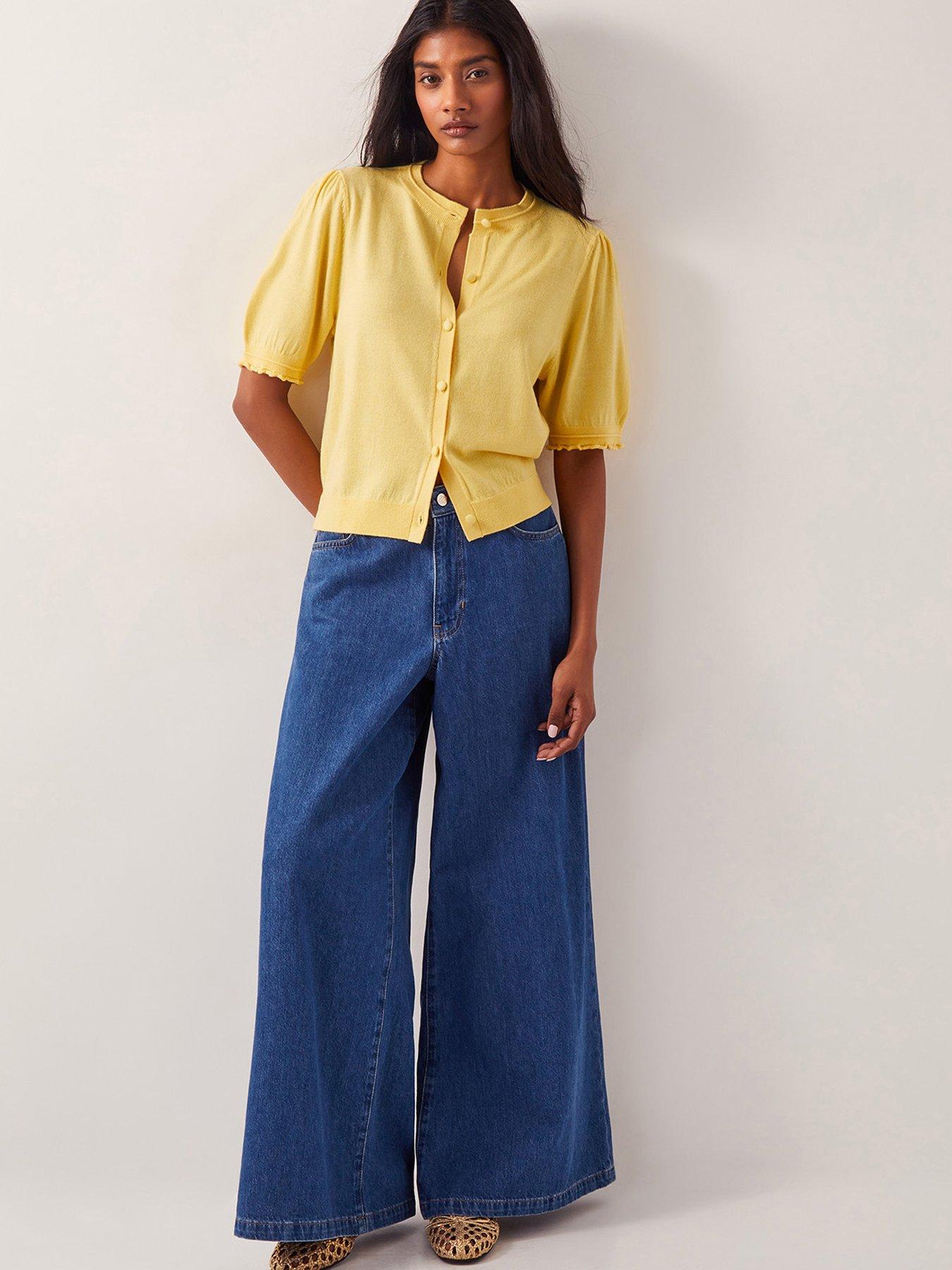  image of monsoon-tegan-button-knit-cardigan-yellow
