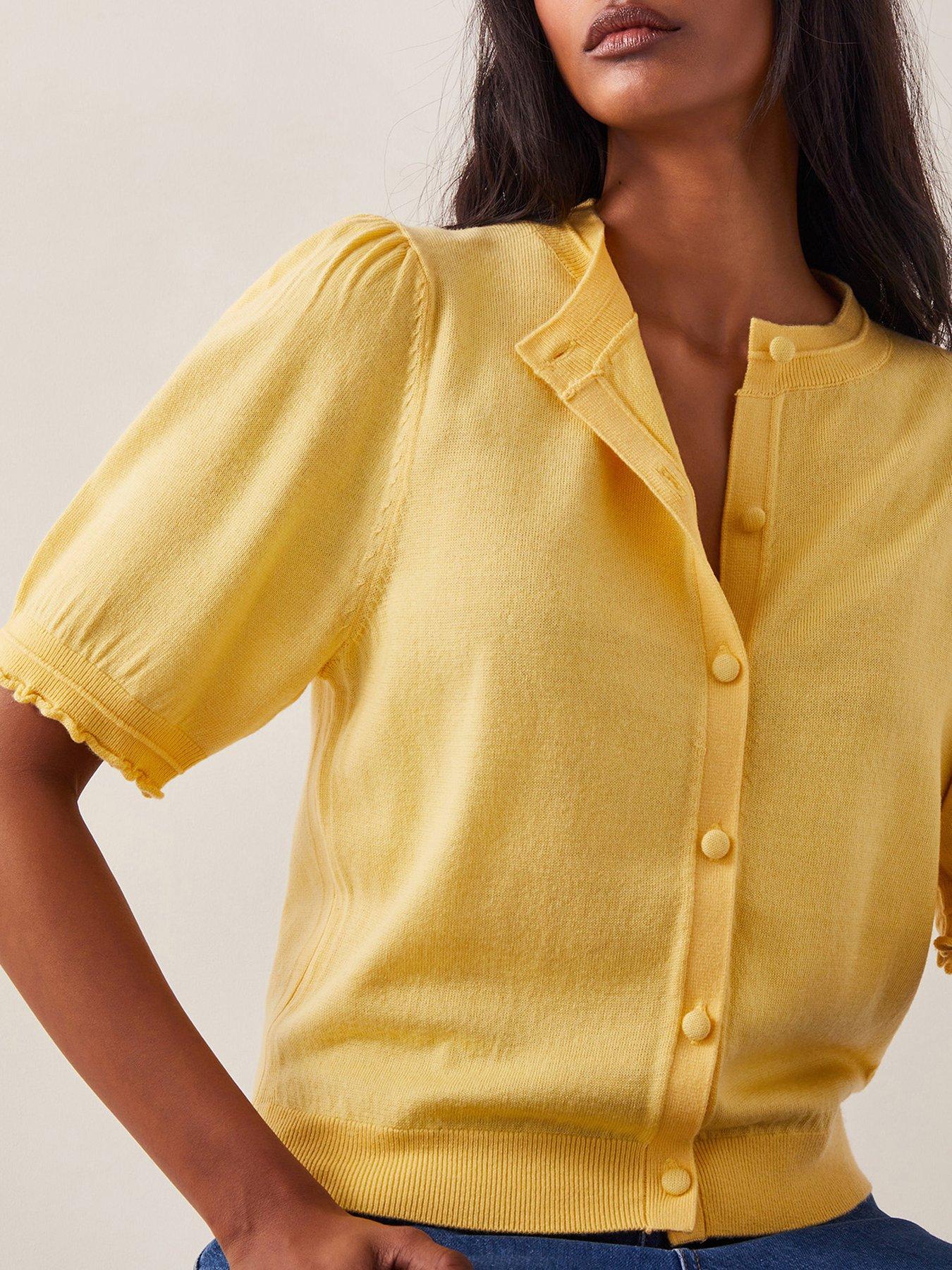  image of monsoon-tegan-button-knit-cardigan-yellow