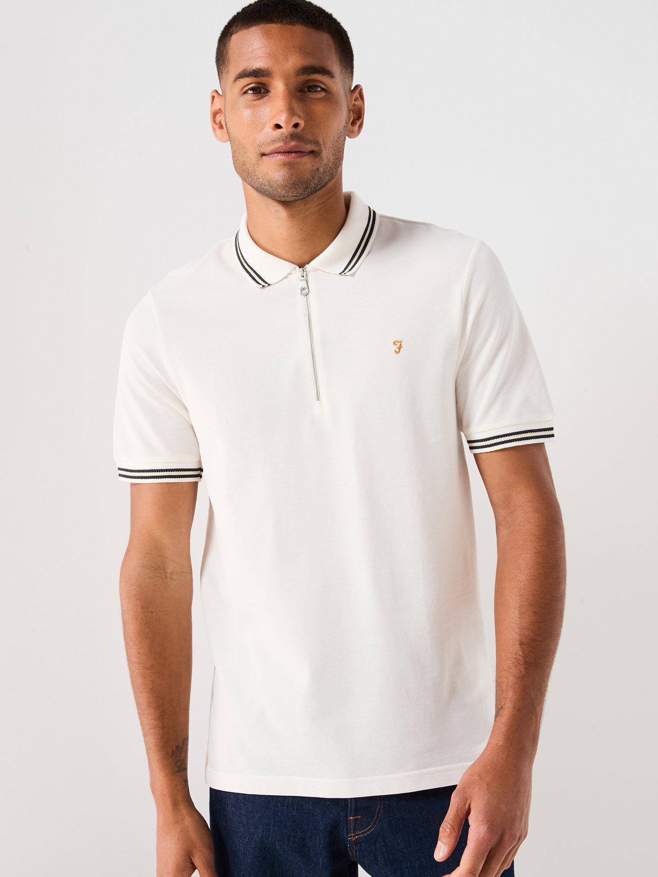 undefined Farah Netton Zipped Polo Shirt- White
