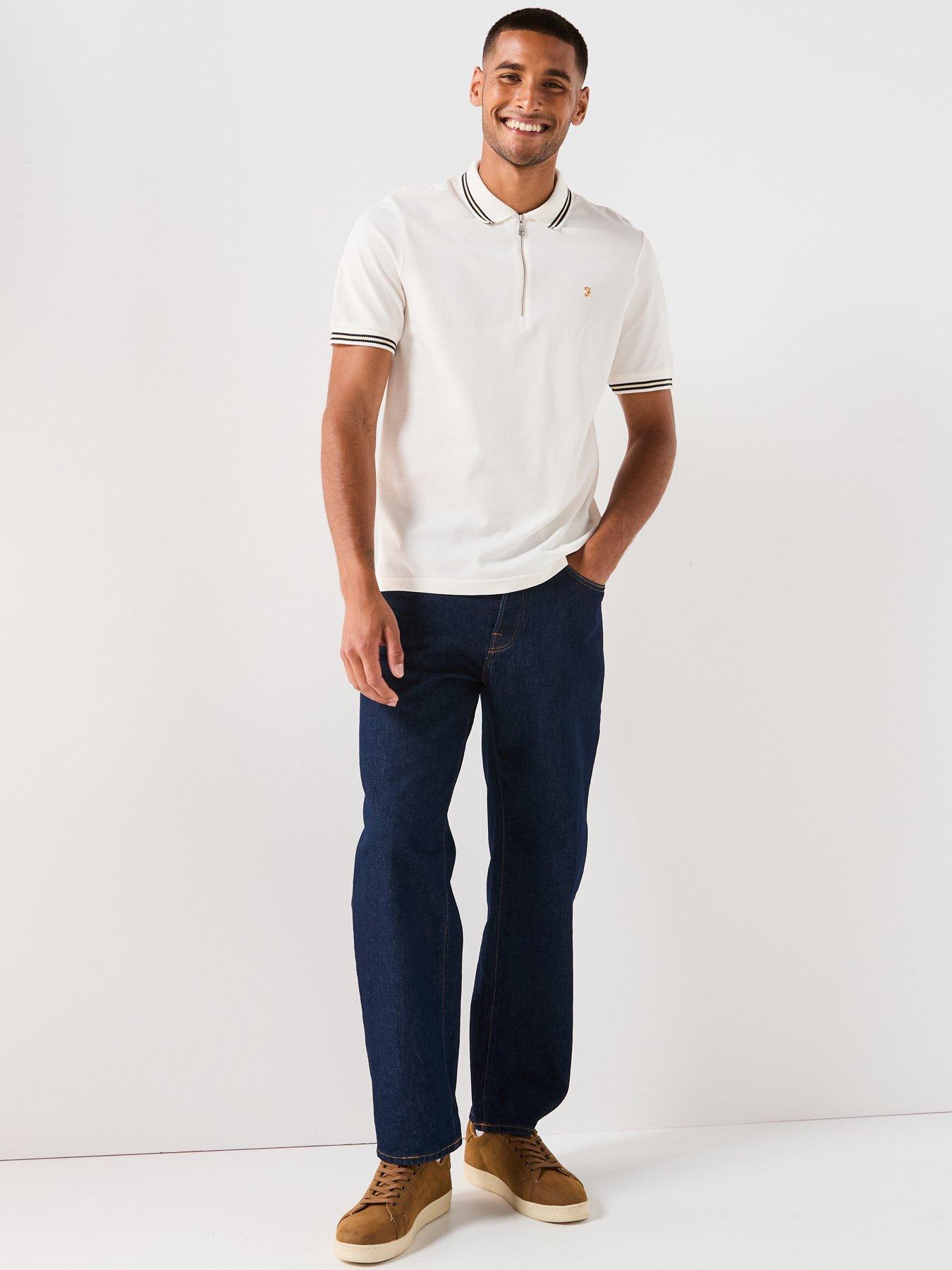  image of farah-netton-zipped-polo-shirt--white