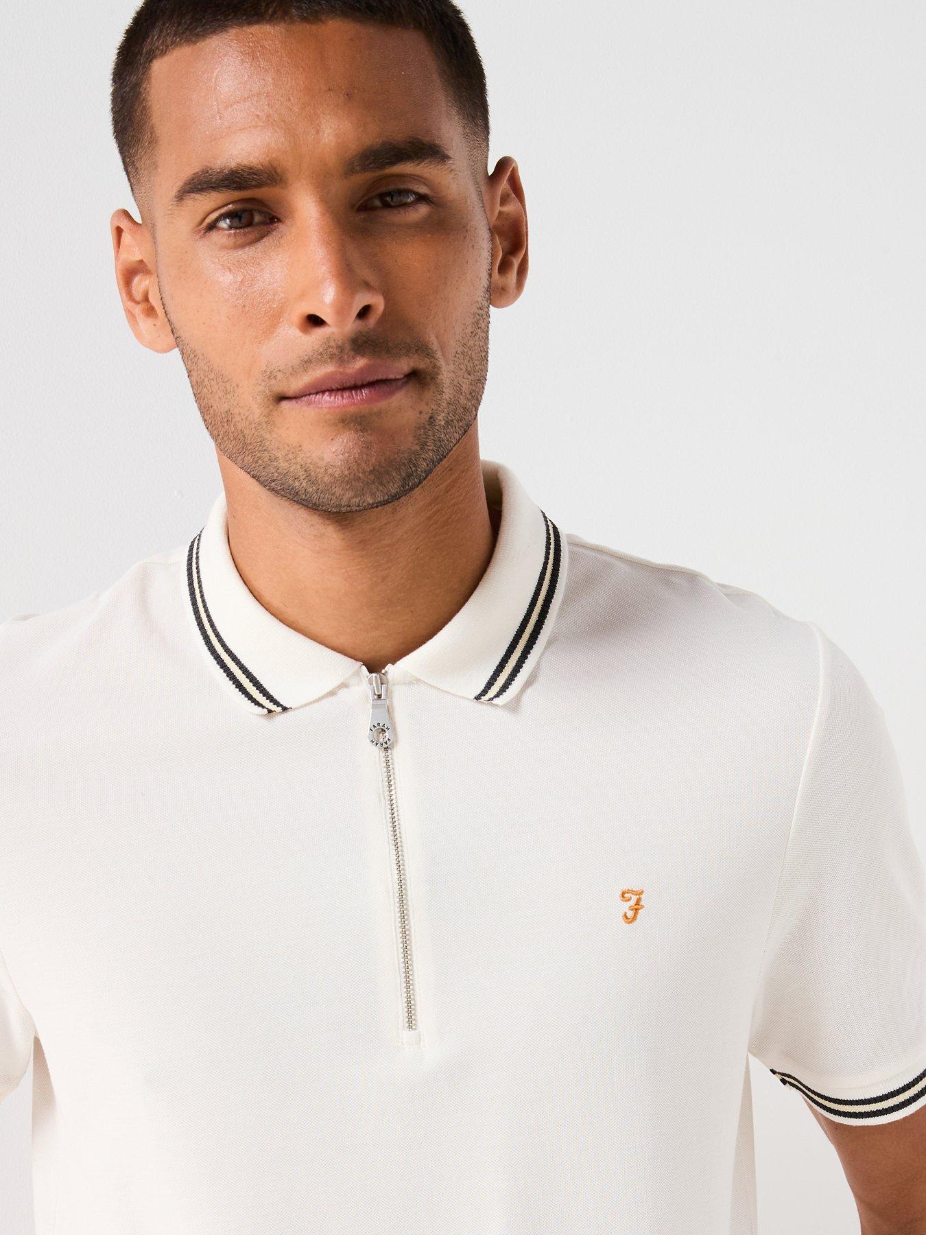  image of farah-netton-zipped-polo-shirt--white