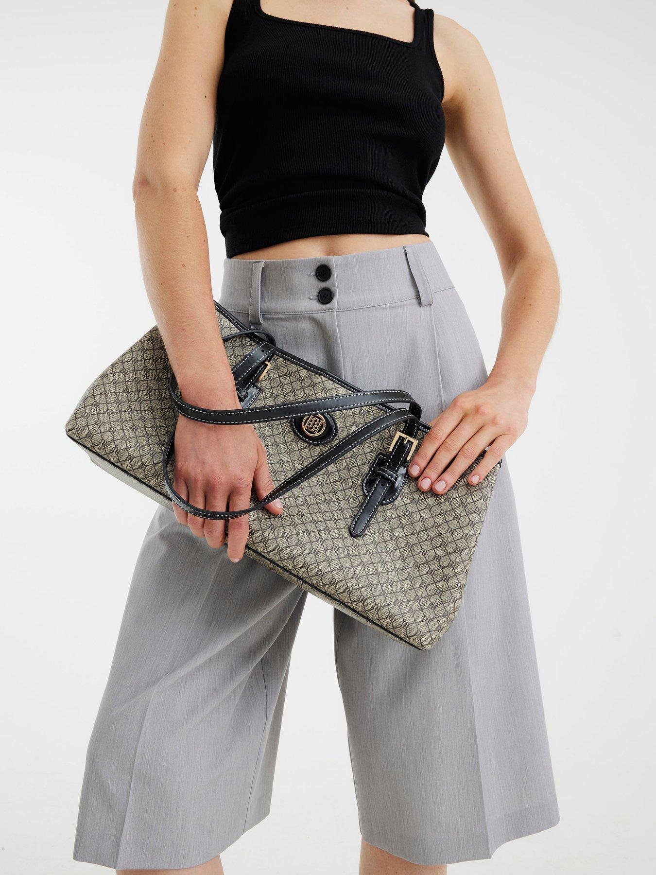 undefined Monogram Buckle Tote - Black