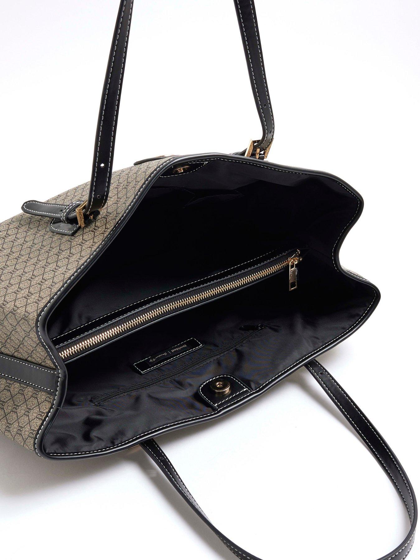 Image 5 of 5 of River Island Monogram Buckle Tote - Black