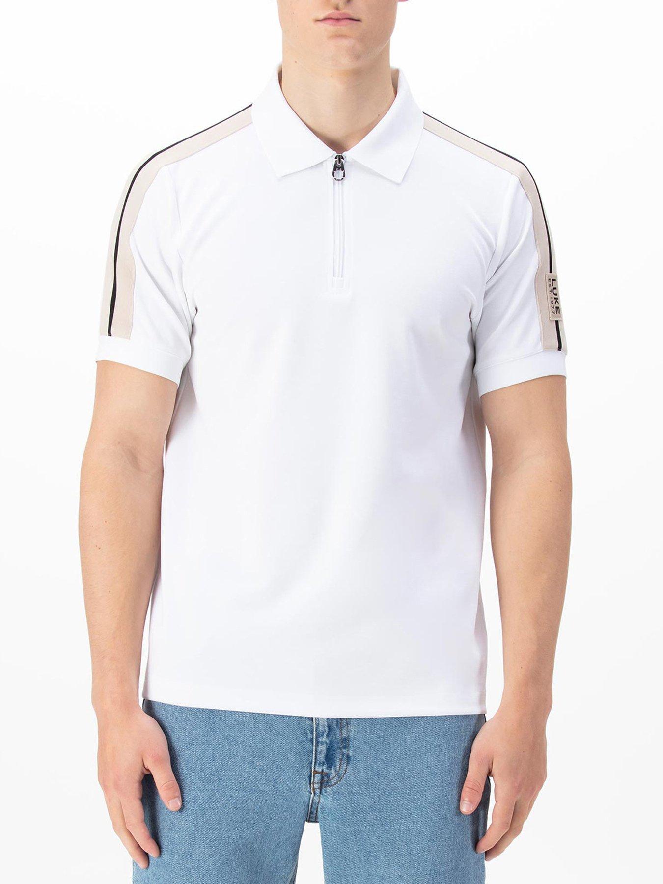 Luke 1977 Caltech Tape Detailing Short Sleeve Polo Shirt - White