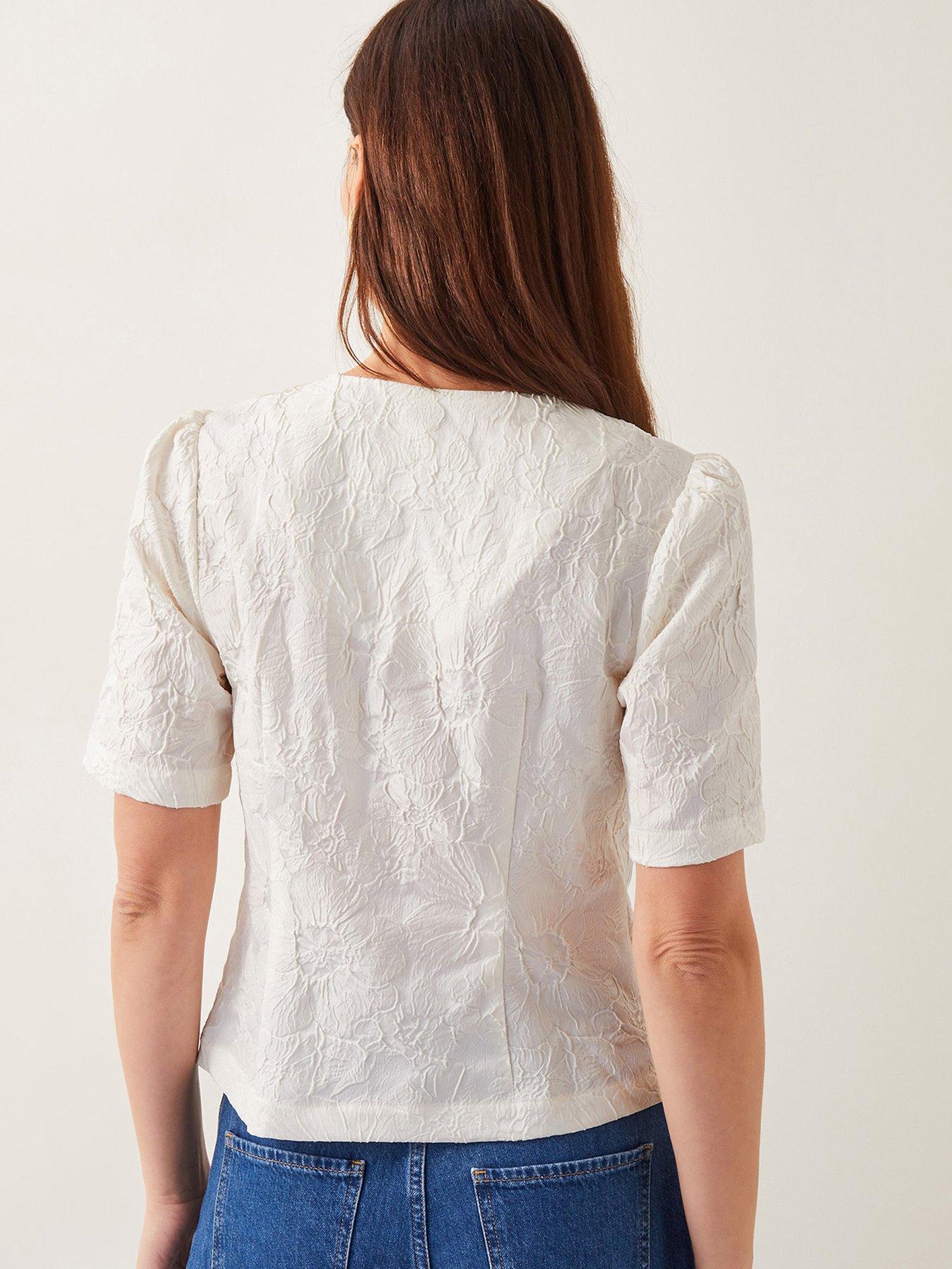 Image 2 of 5 of Monsoon Eliza Jacquard Top - Ivory