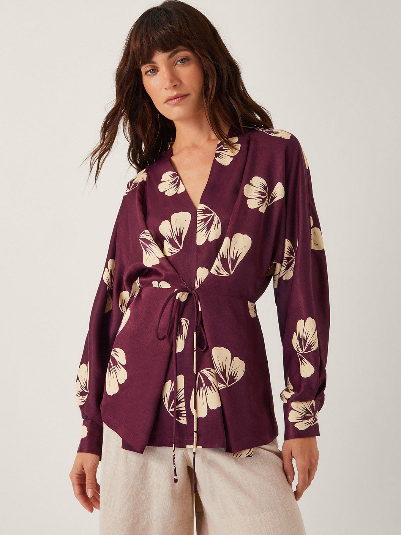  image of monsoon-roz-floral-top-burgundy