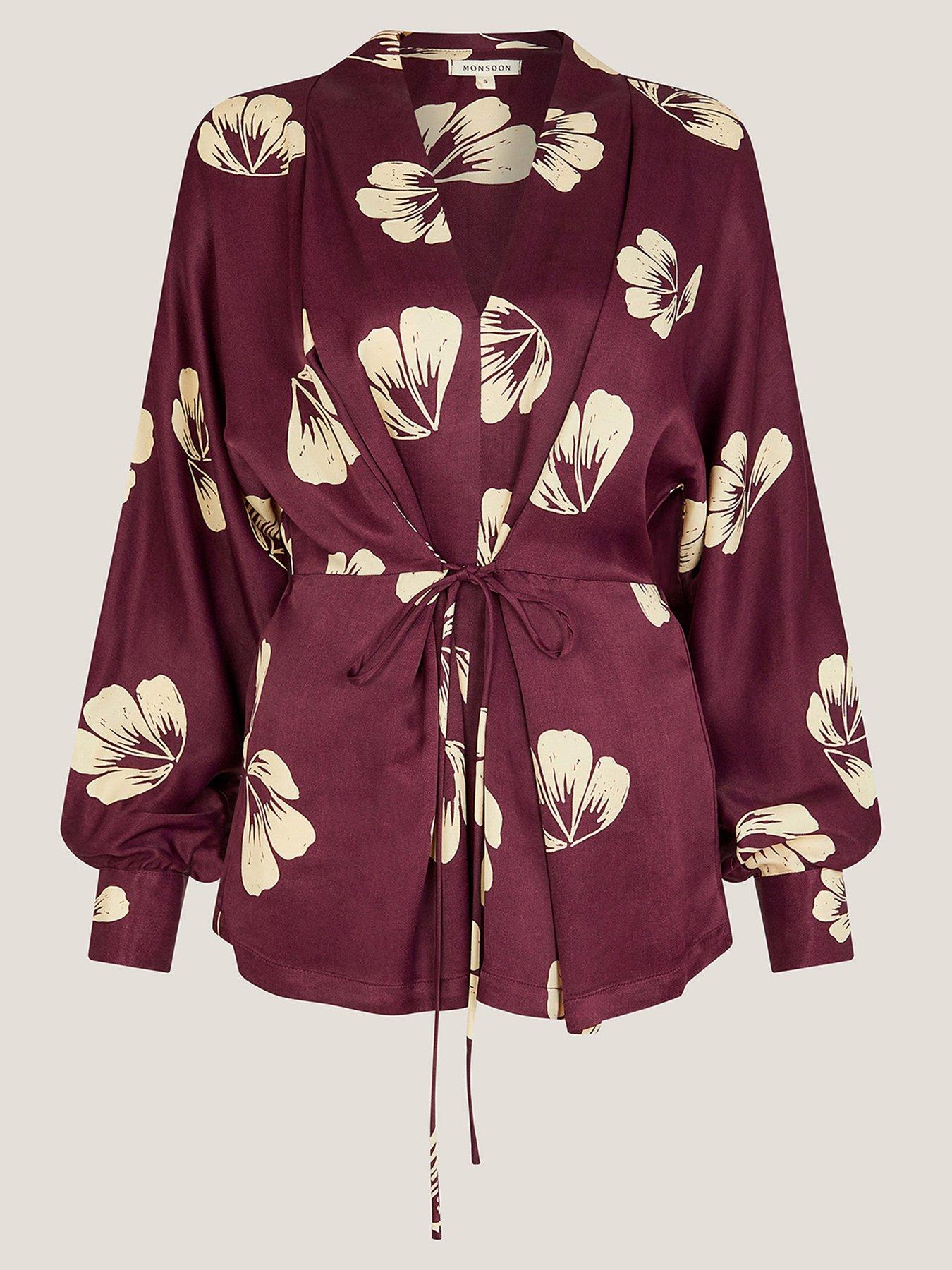  image of monsoon-roz-floral-top-burgundy