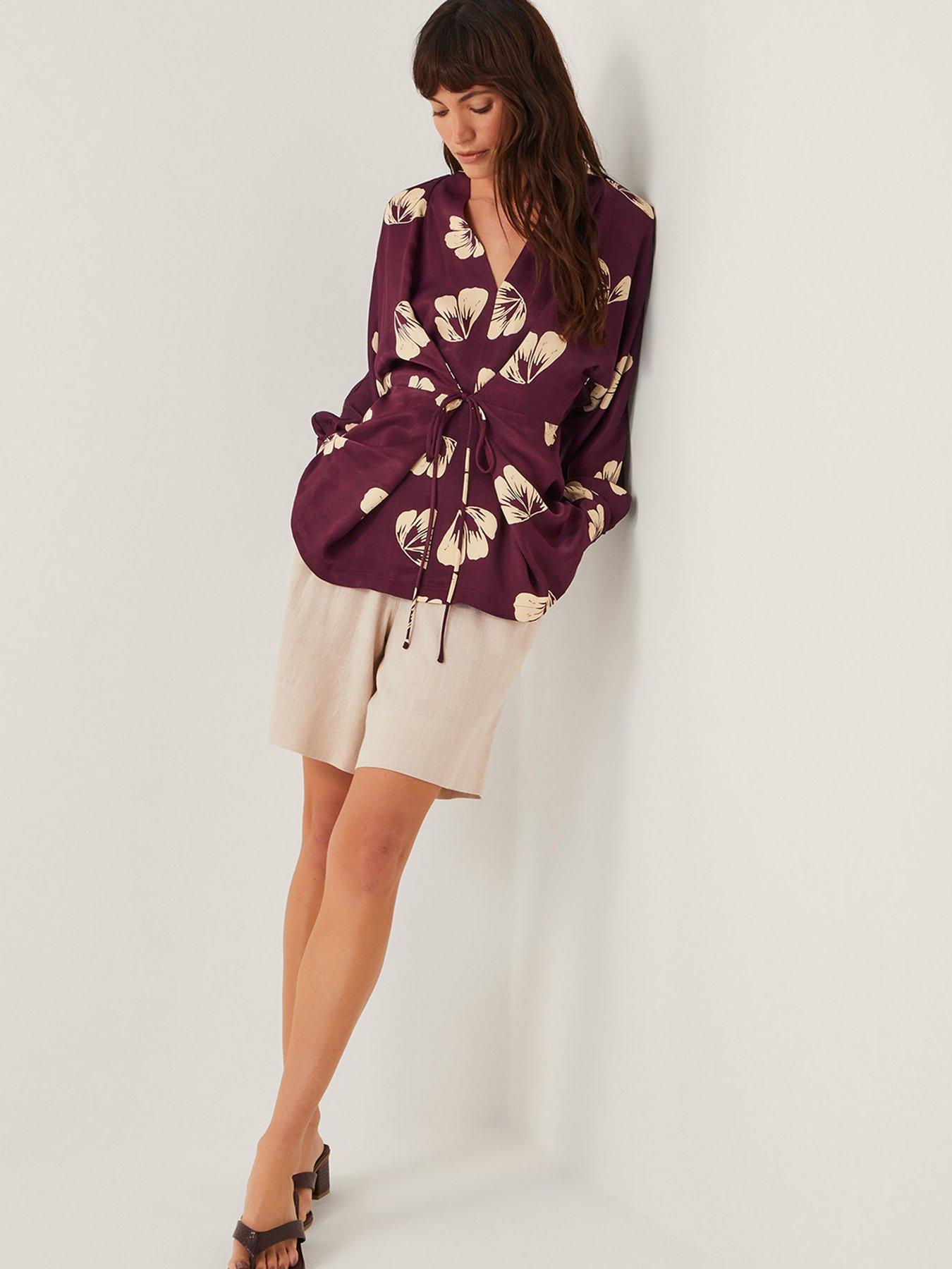  image of monsoon-roz-floral-top-burgundy