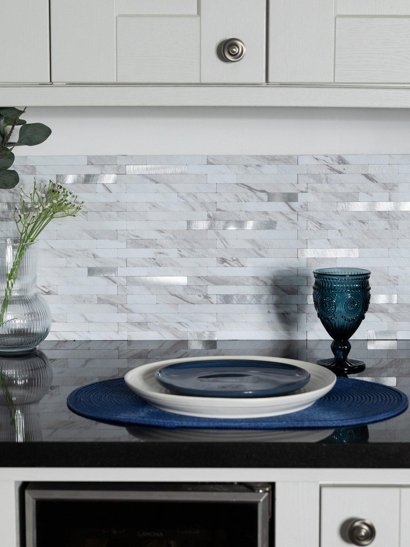 undefined Metal And Marble Premium Self Adhesive Composite Wall Tiles 29.2cm (w) X 29.7cm (h) X 3mm (d) - 10 Pack