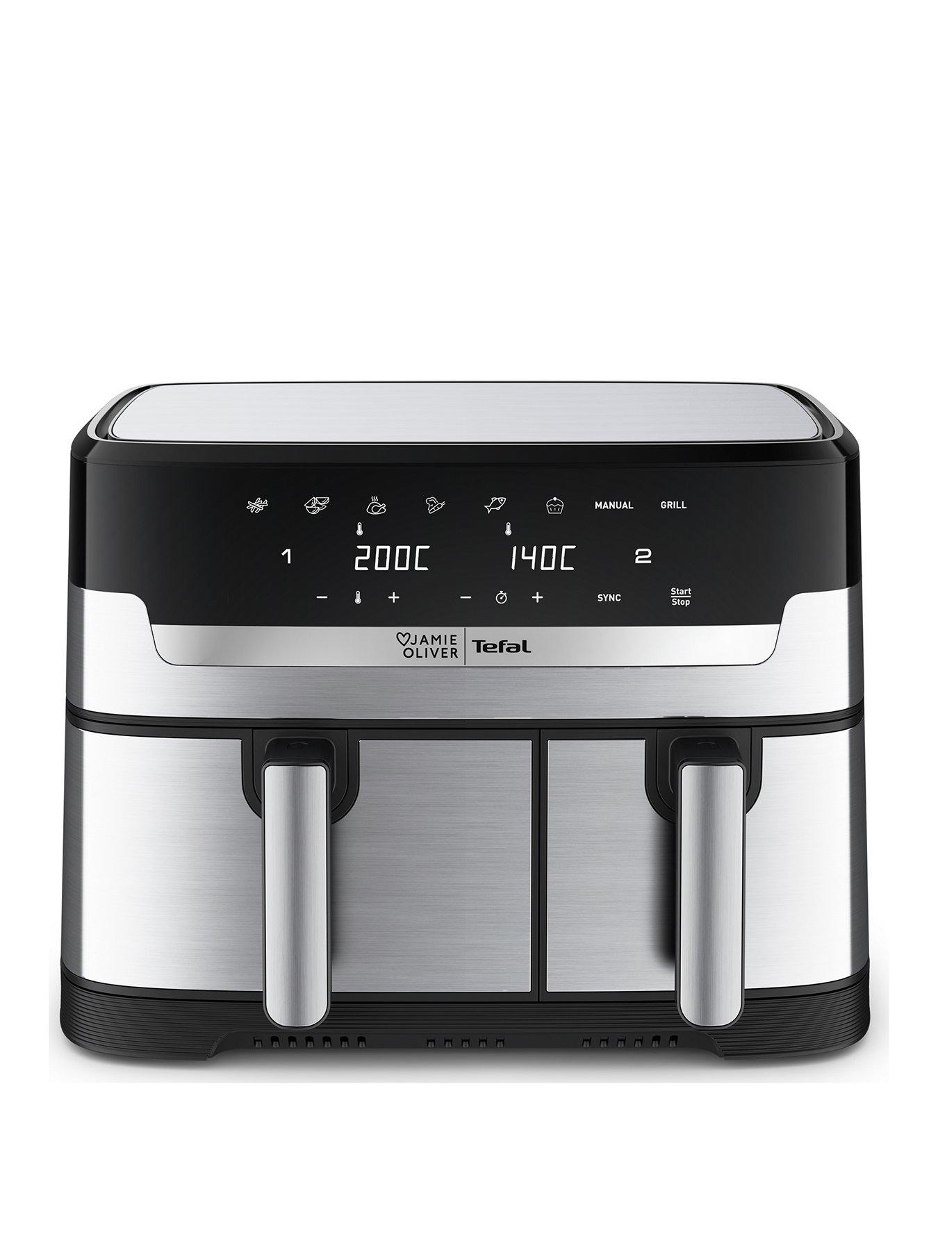 Tefal Jamie Oliver by Tefal Easy Fry 8.3L Dual Air Fryer EY90JDG0 Silver