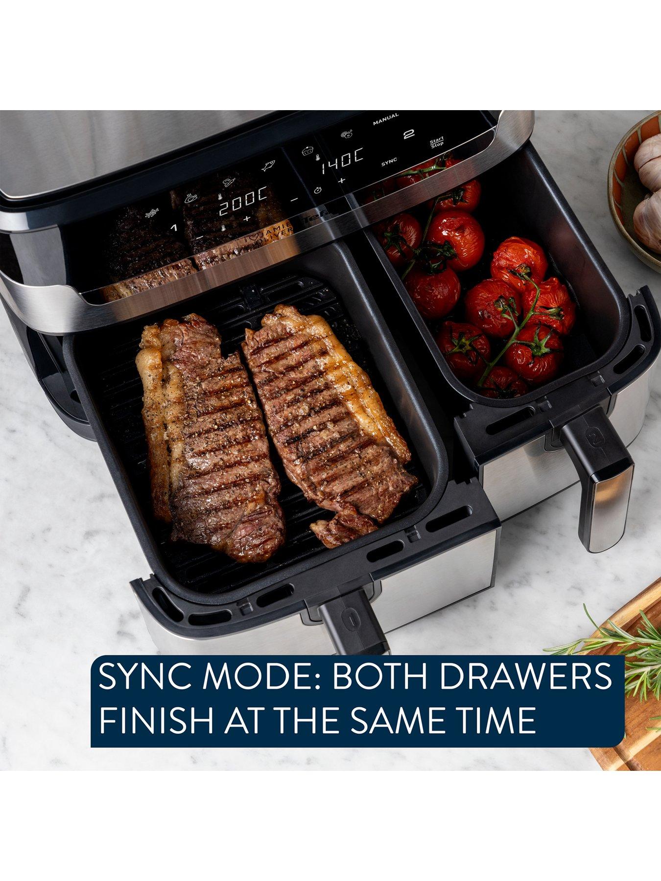  image of tefal-jamie-oliver-by-tefal-easy-fry-83l-dual-air-fryer-ey90jdg0-silver