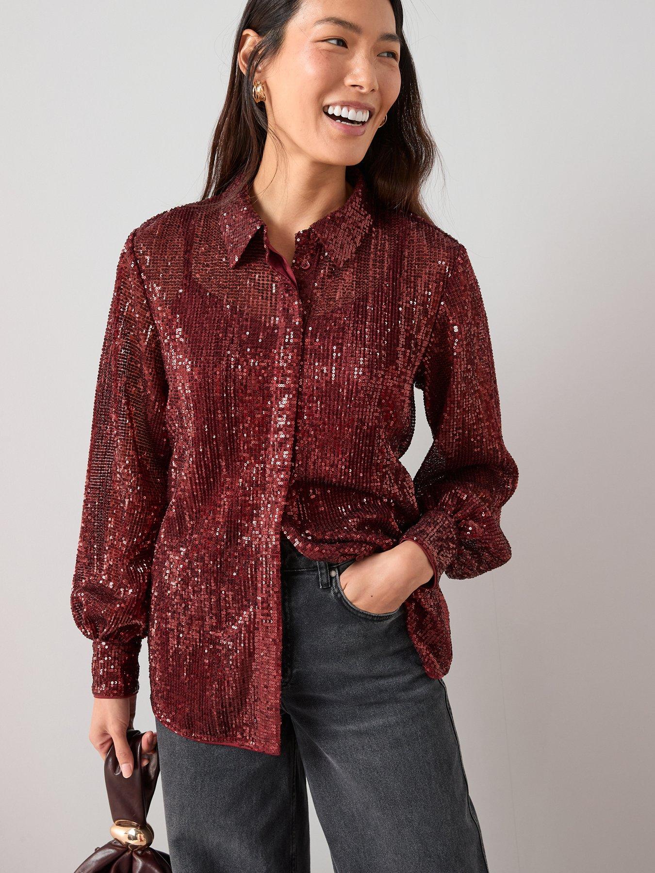 the-very-collection-sequin-longline-shirt-red