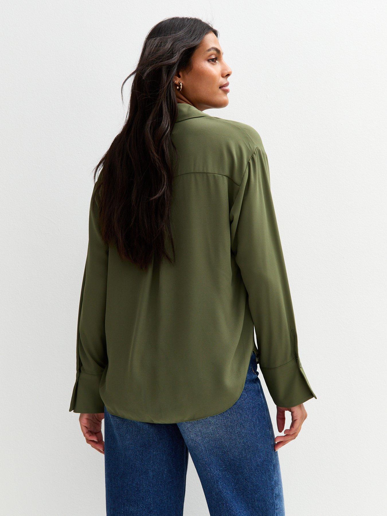 stillFront image of new-look-v-neck-curved-hem-shirt