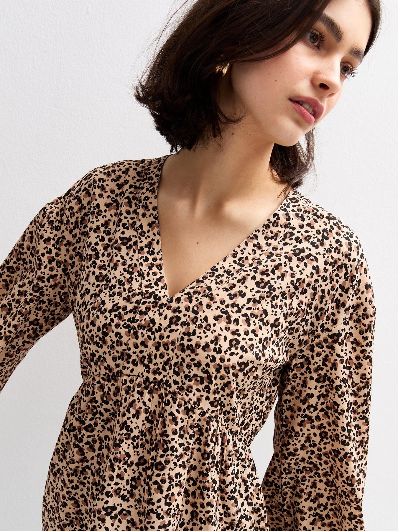 Charley Leopard V Neck Short Sleeve Blouse