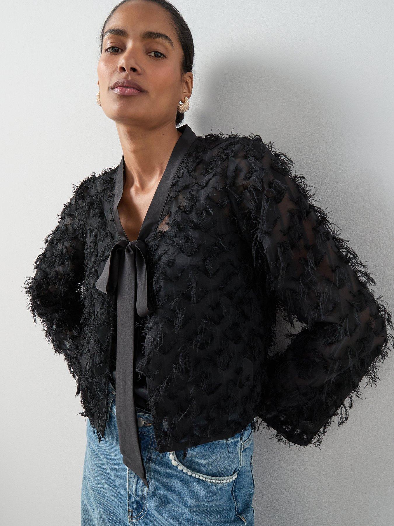 The Very Collection Textured Tie-front Detail Jacket - Black