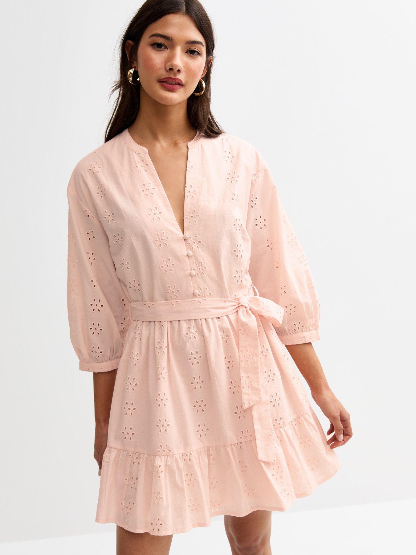 front image of new-look-broderie-long-sleeve-smock-dress-light-pink
