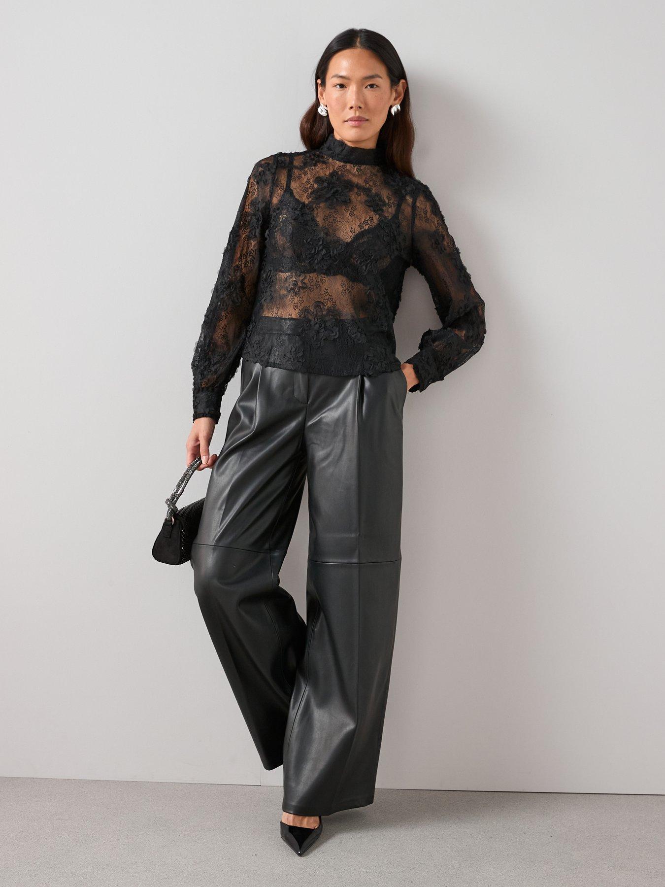  image of the-very-collection-lace-tie-neck-blouse