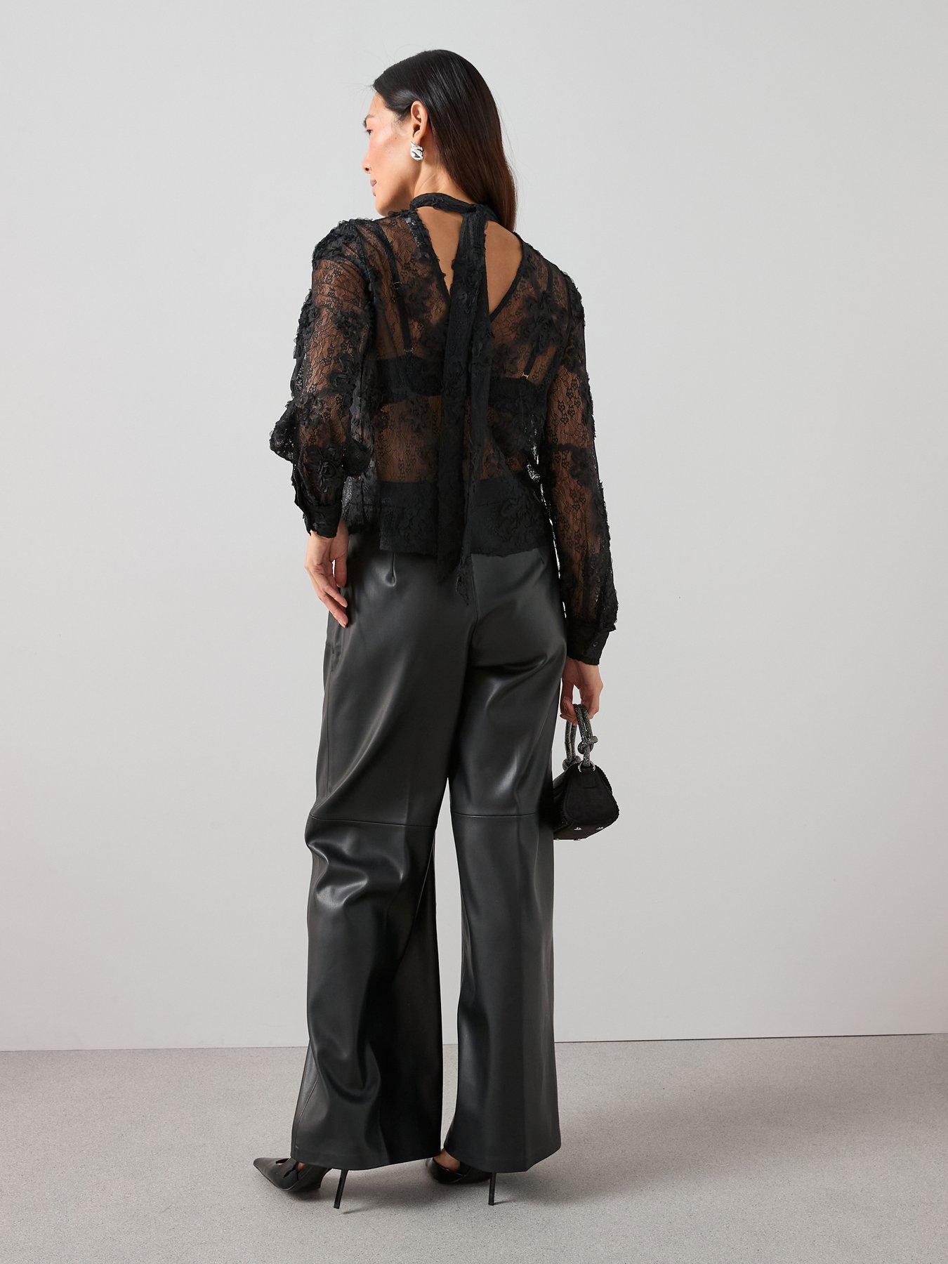  image of the-very-collection-lace-tie-neck-blouse