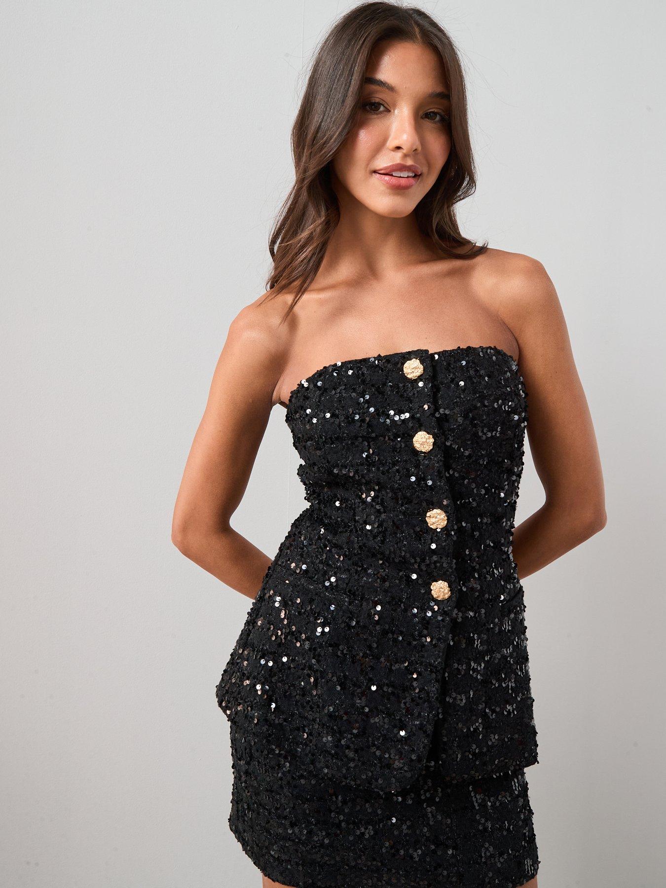 The Very Collection Sequin Boucle Bandeau Top - Black