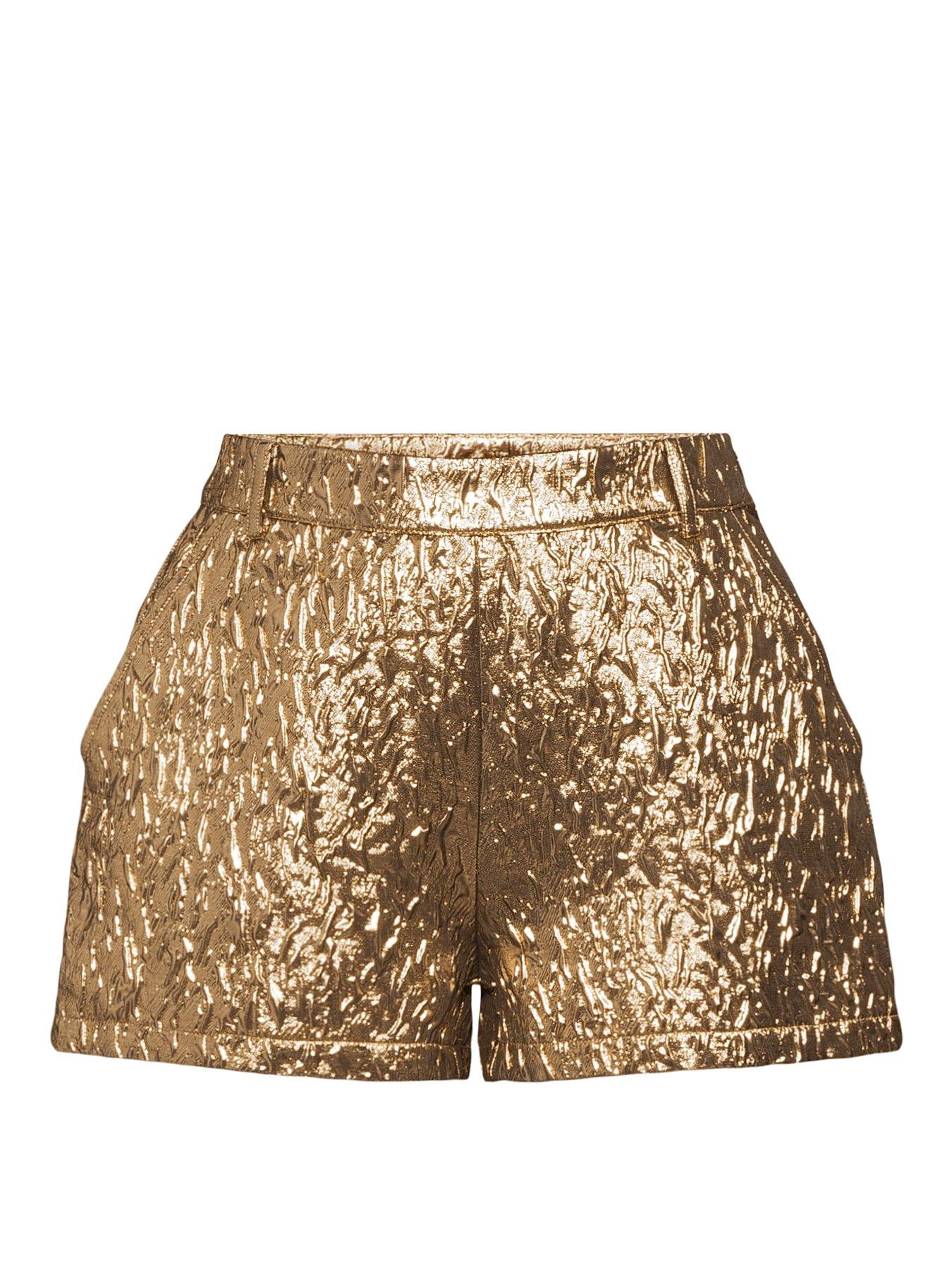Image 7 of 7 of The Very Collection X Carol Byrne Textured Shorts - Gold