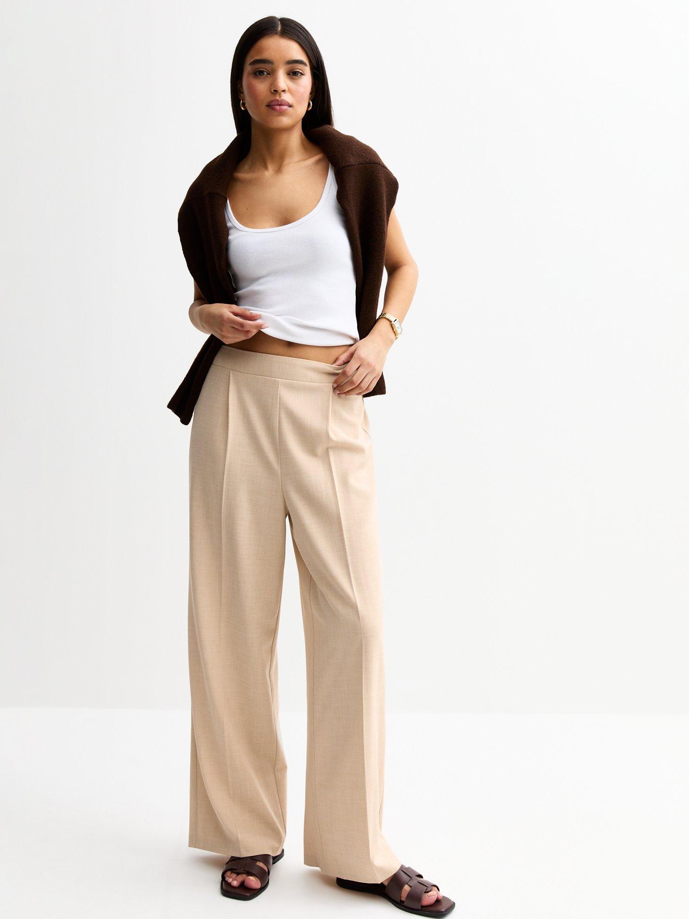undefined Stone Pull On Tailored Trousers - Beige