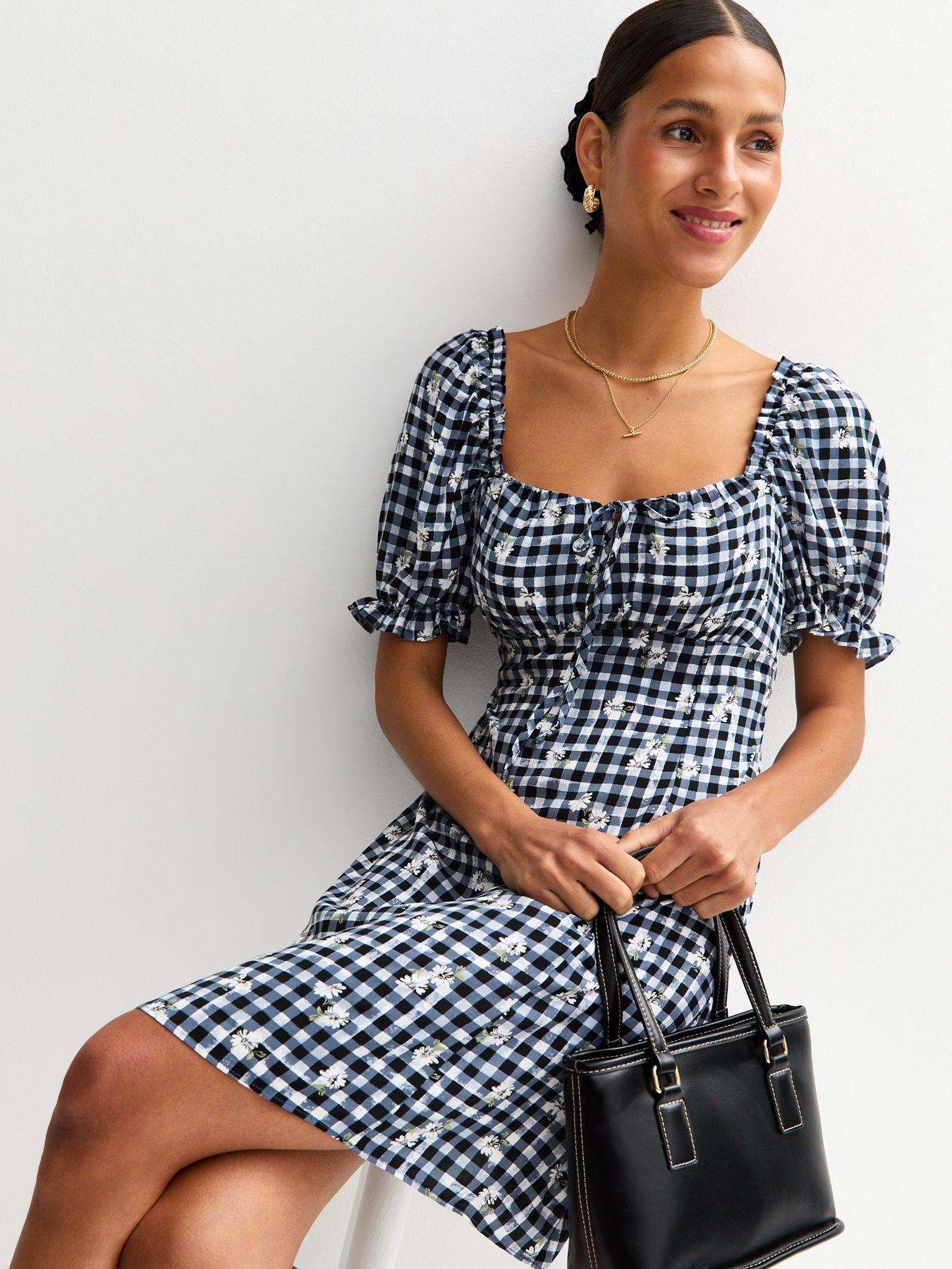 new-look-navy-gingham-floral-embroidered-milkmaid-mini-dress-blue