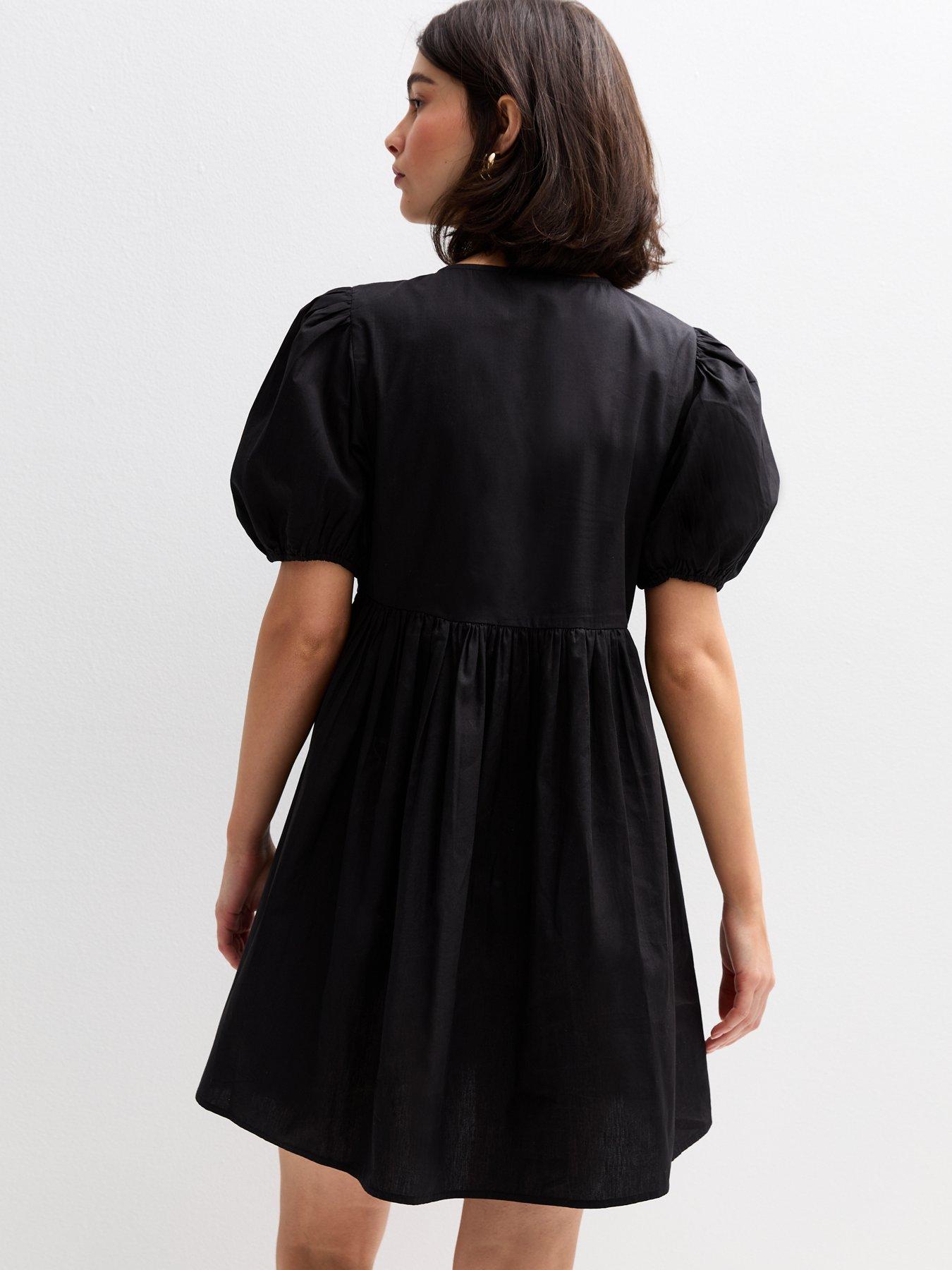  image of new-look-tie-front-bow-detail-mini-dress-black