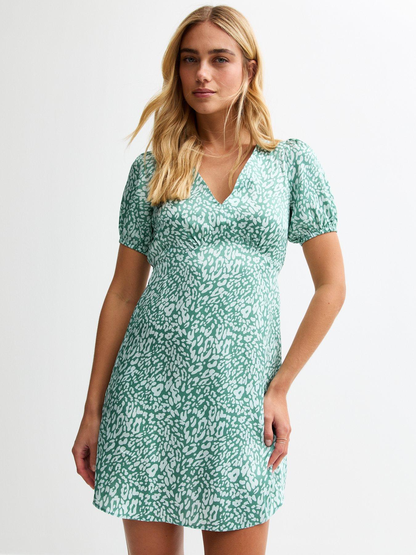 new-look-blue-pattern-print-tie-back-satin-mini-dress