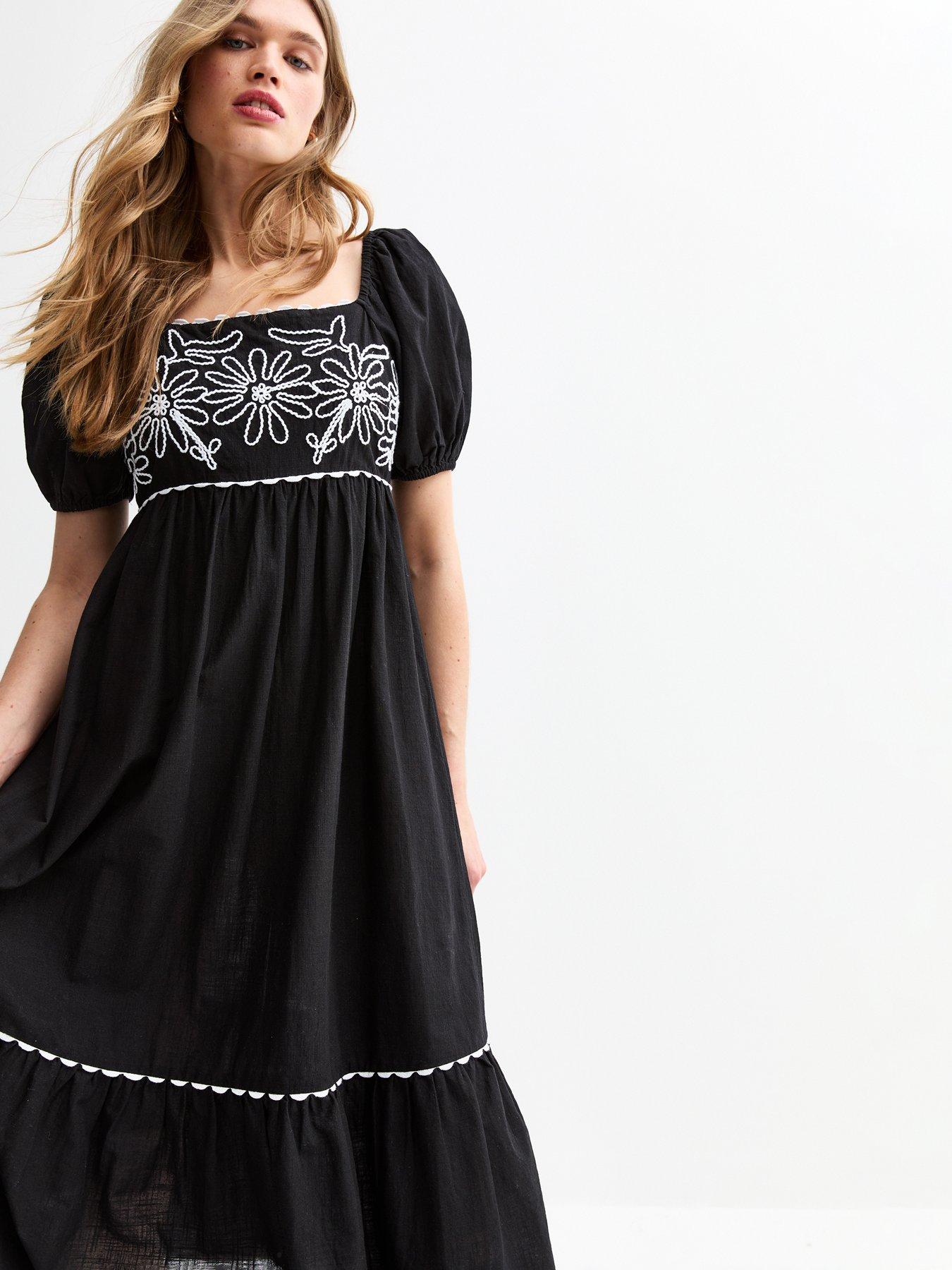 black embroidered smock dress Print Heritage Embroidered Heritage Smock Dress Black