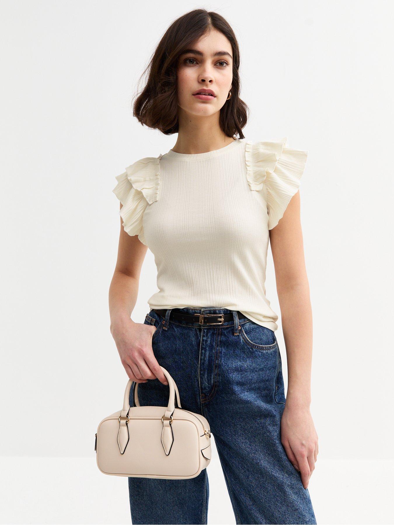  image of new-look-ruffle-trim-rib-jersey-vest-cream