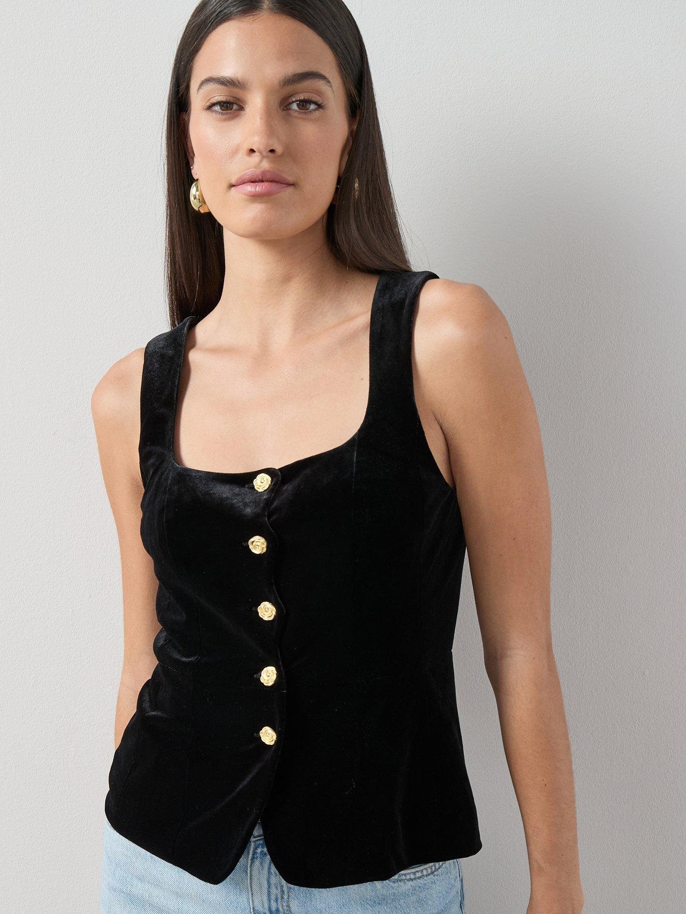the-very-collection-velvet-button-front-waistcoat-black