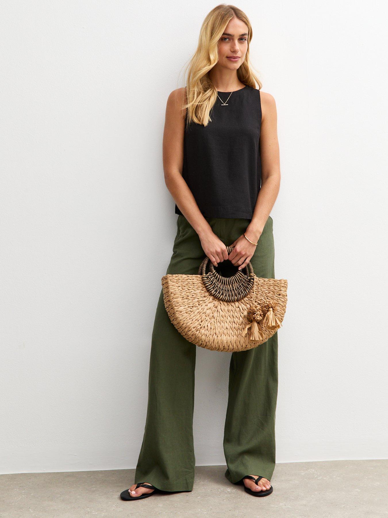  image of new-look-black-linen-look-sleeveless-top