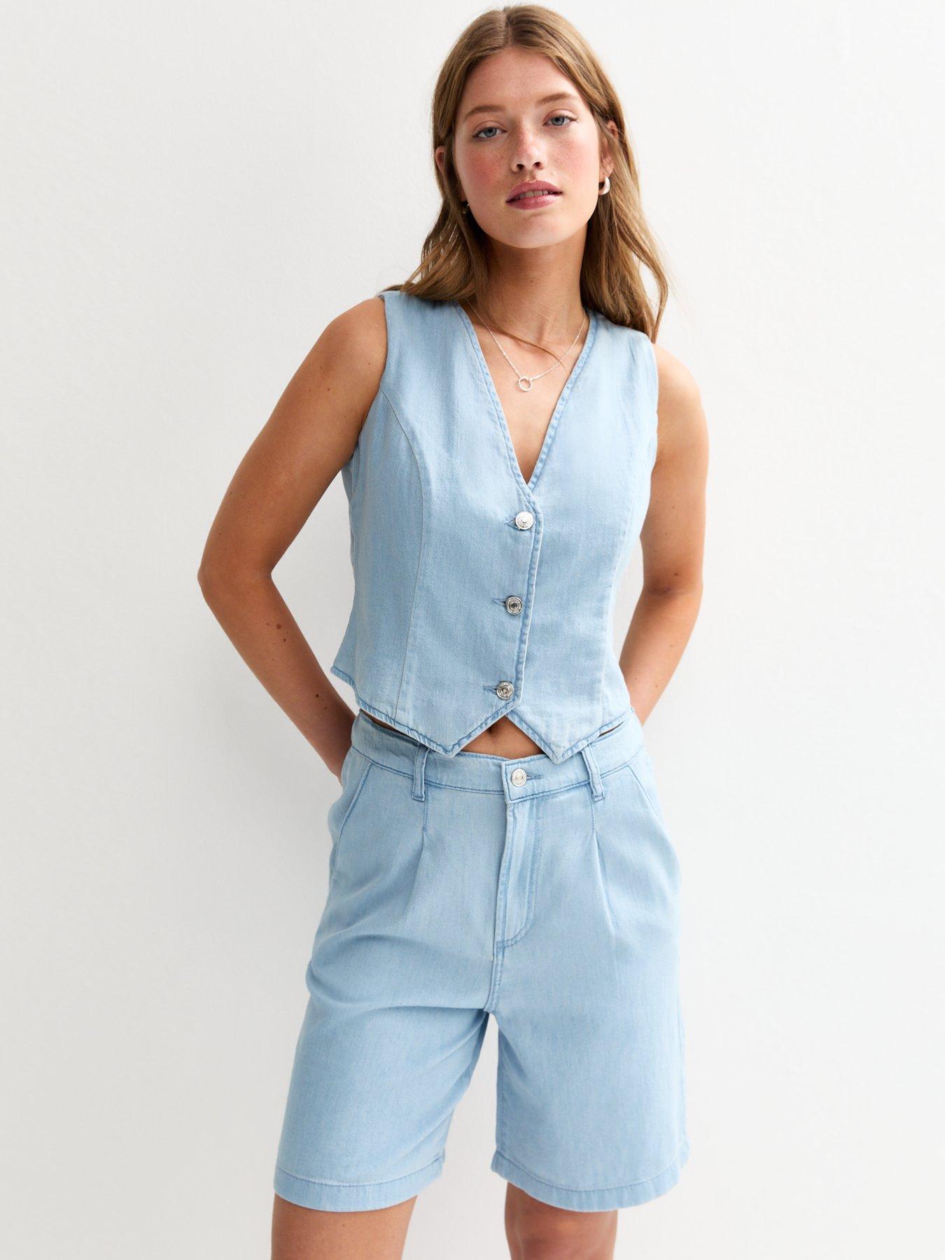 new-look-cropped-soft-denim-waistcoat-light-blue