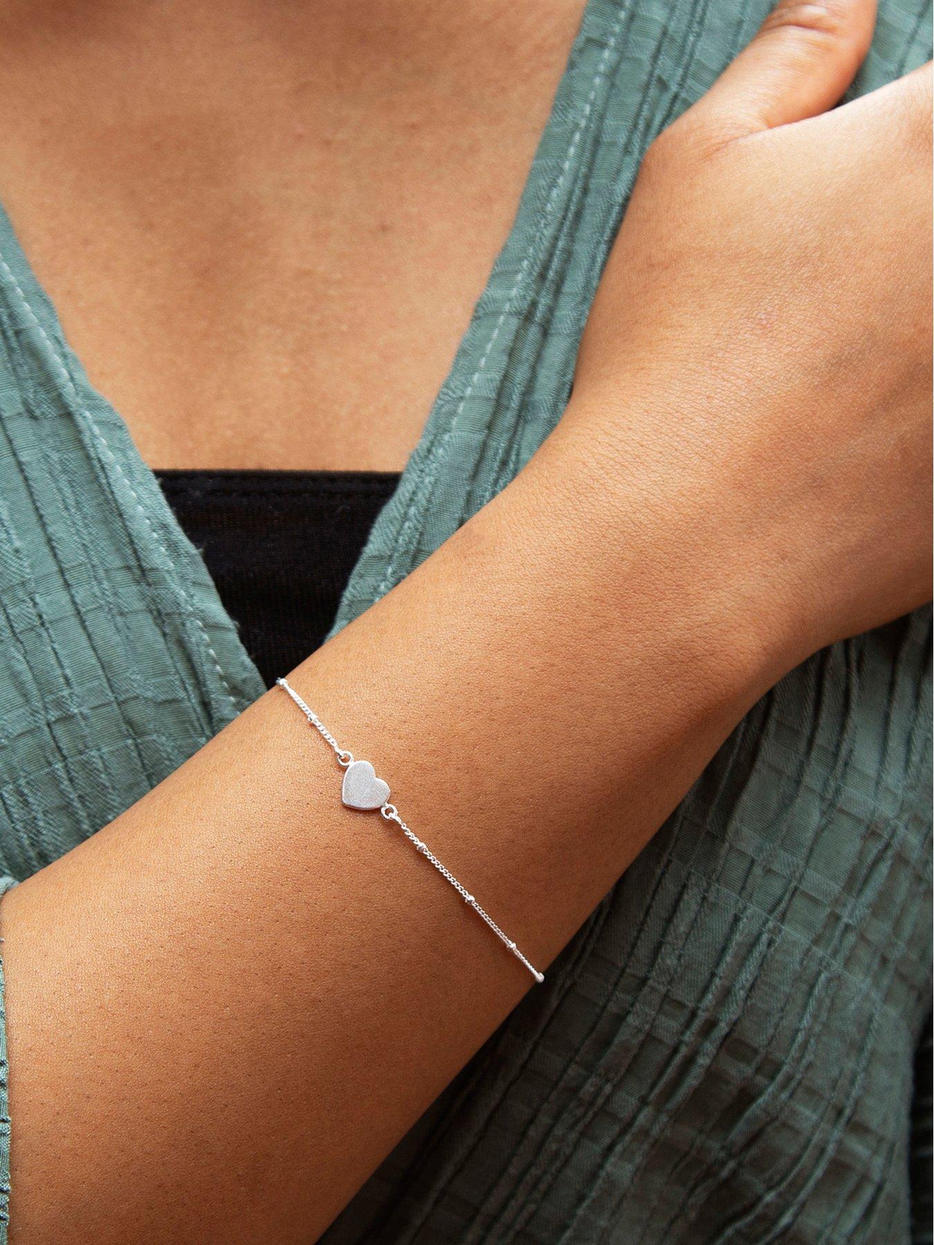 The Love Collection Silver Hrt Pg Ball Adj Bracelet