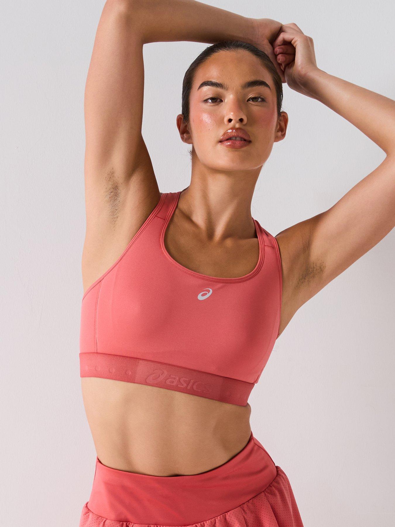 Image 1 of 6 of Asics Womens Running Road Compression Sports Bra - Pink