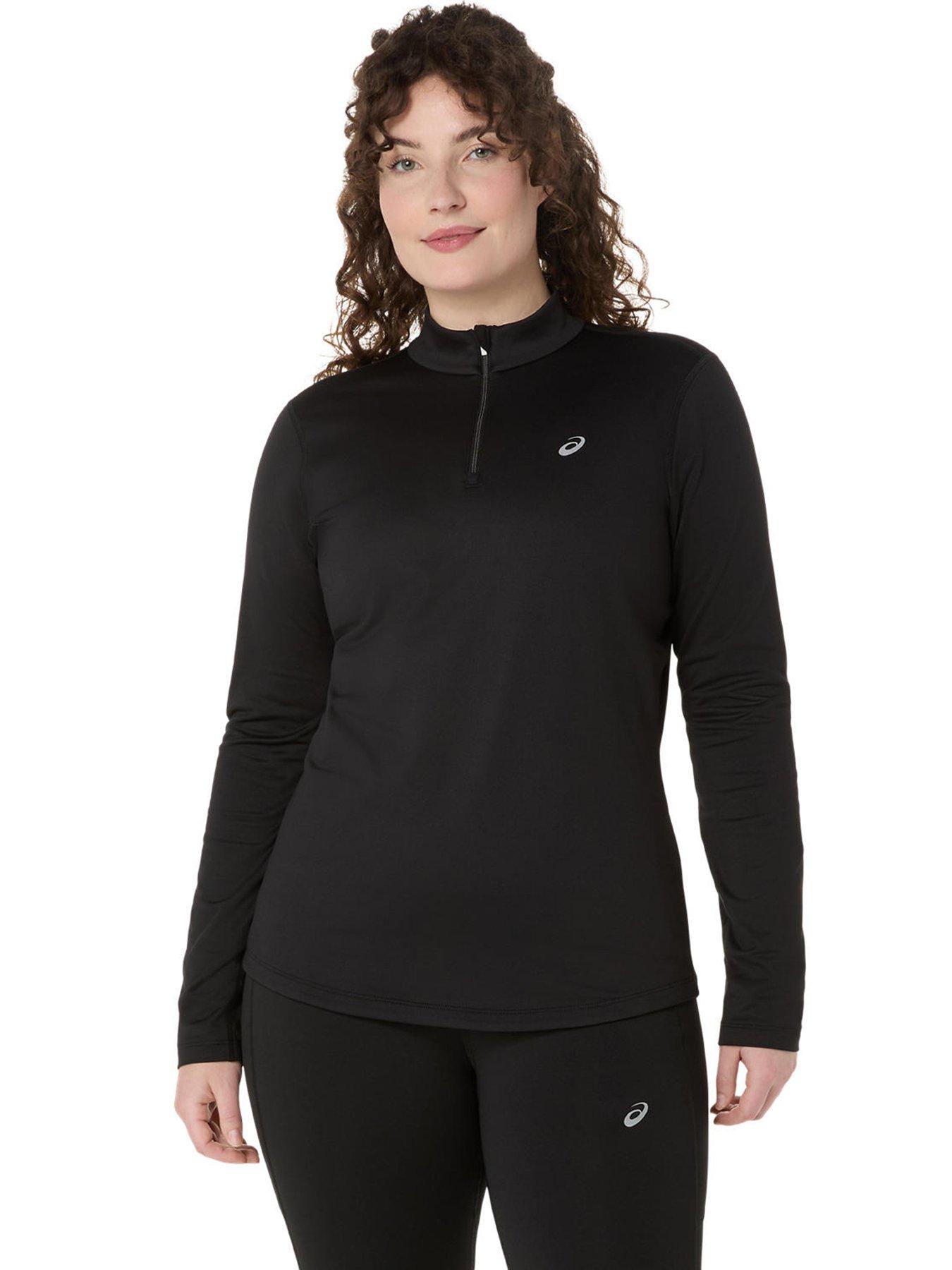 Image 1 of 5 of Asics Womens Running Core Long Sleeve 1/2 Zip Winter Top - Black
