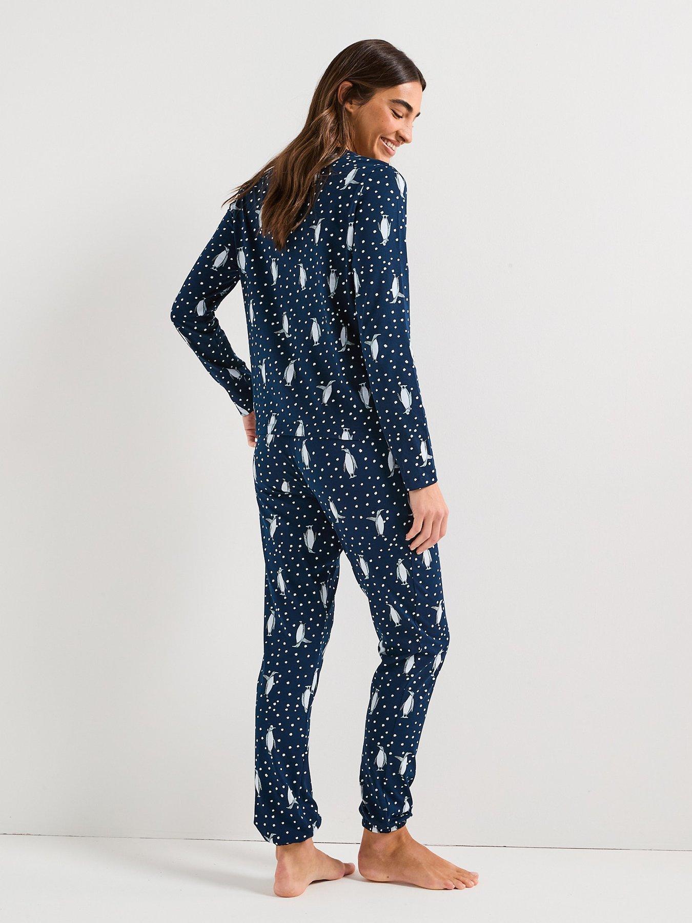 Image 3 of 7 of The Very Collection Womens Family Christmas Pj Character Long Sleeve T-shirt With Jogger Set - Navy