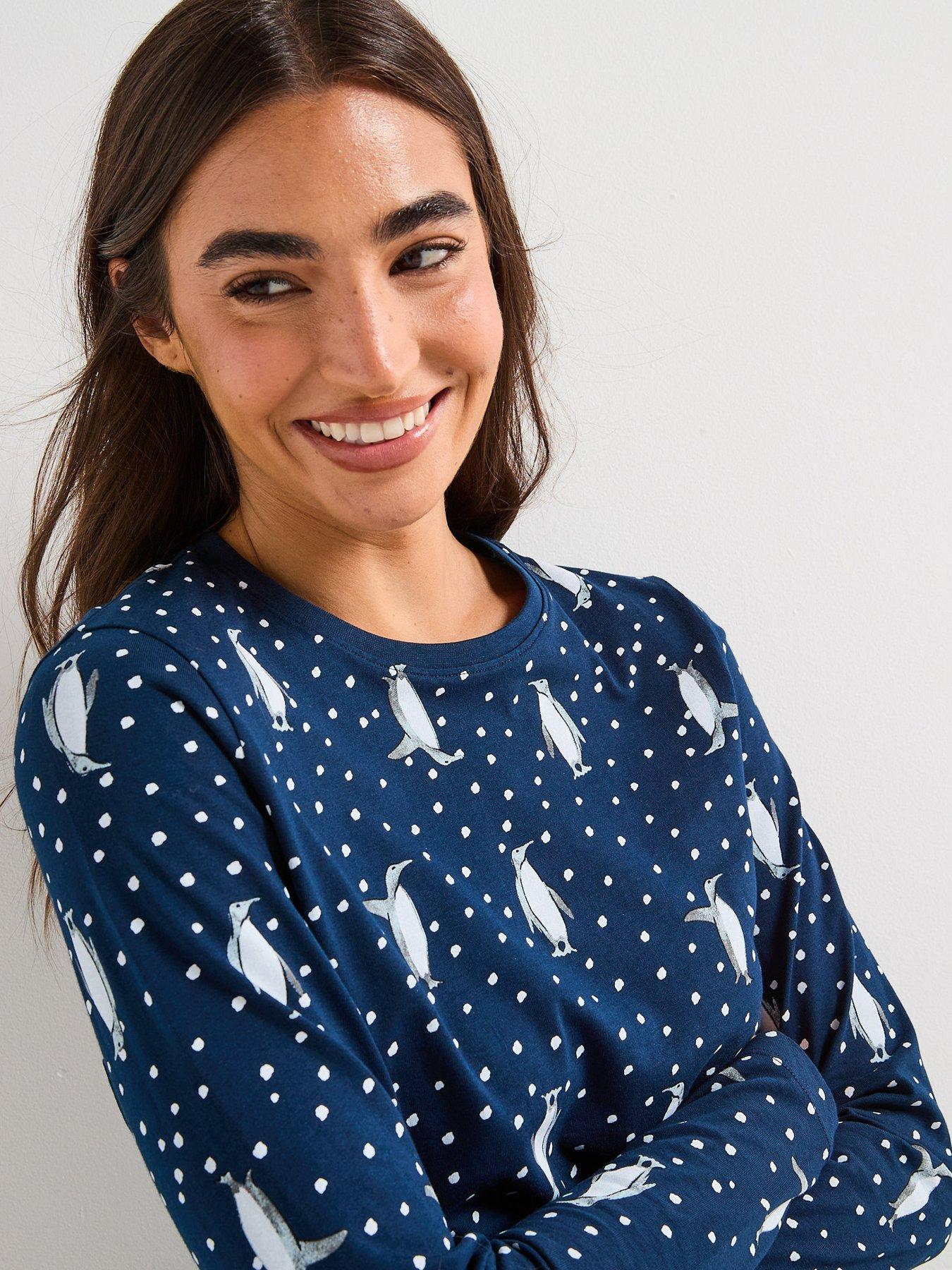 Image 5 of 7 of The Very Collection Womens Family Christmas Pj Character Long Sleeve T-shirt With Jogger Set - Navy