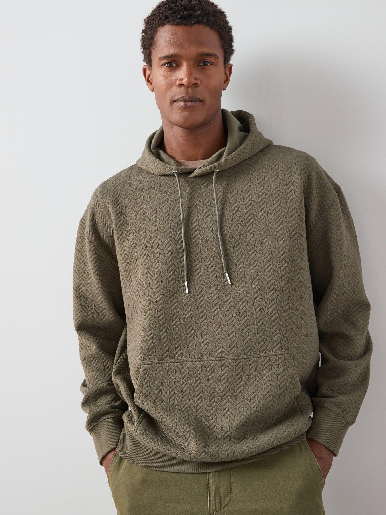 undefined Jacquard Oversized Textured Hoody - Khaki