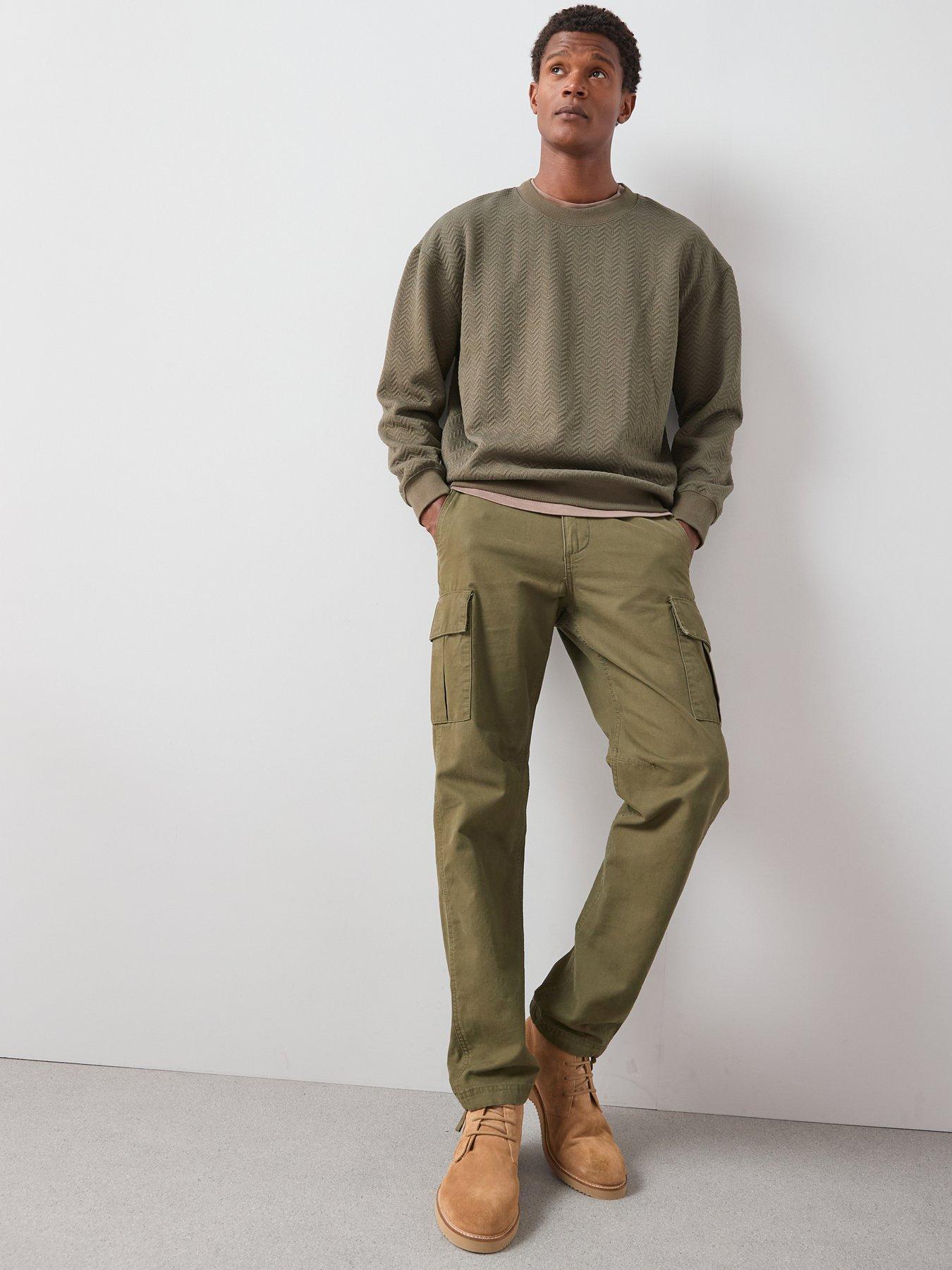 Image 3 of 6 of The Very Collection Jacquard Oversized Textured Crew Neck Sweat - Khaki
