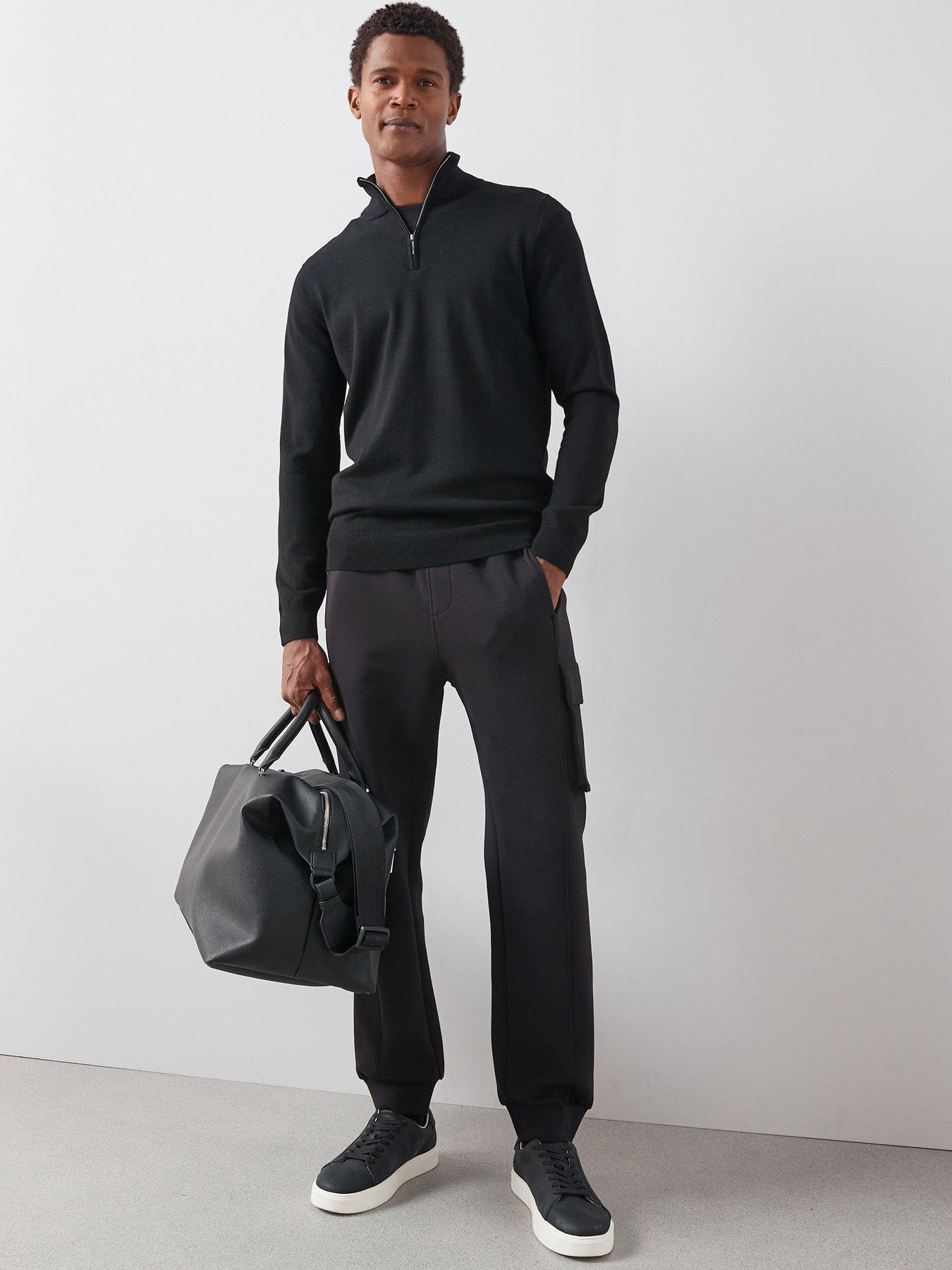 undefined Cotton Rich Cargo Joggers - Black