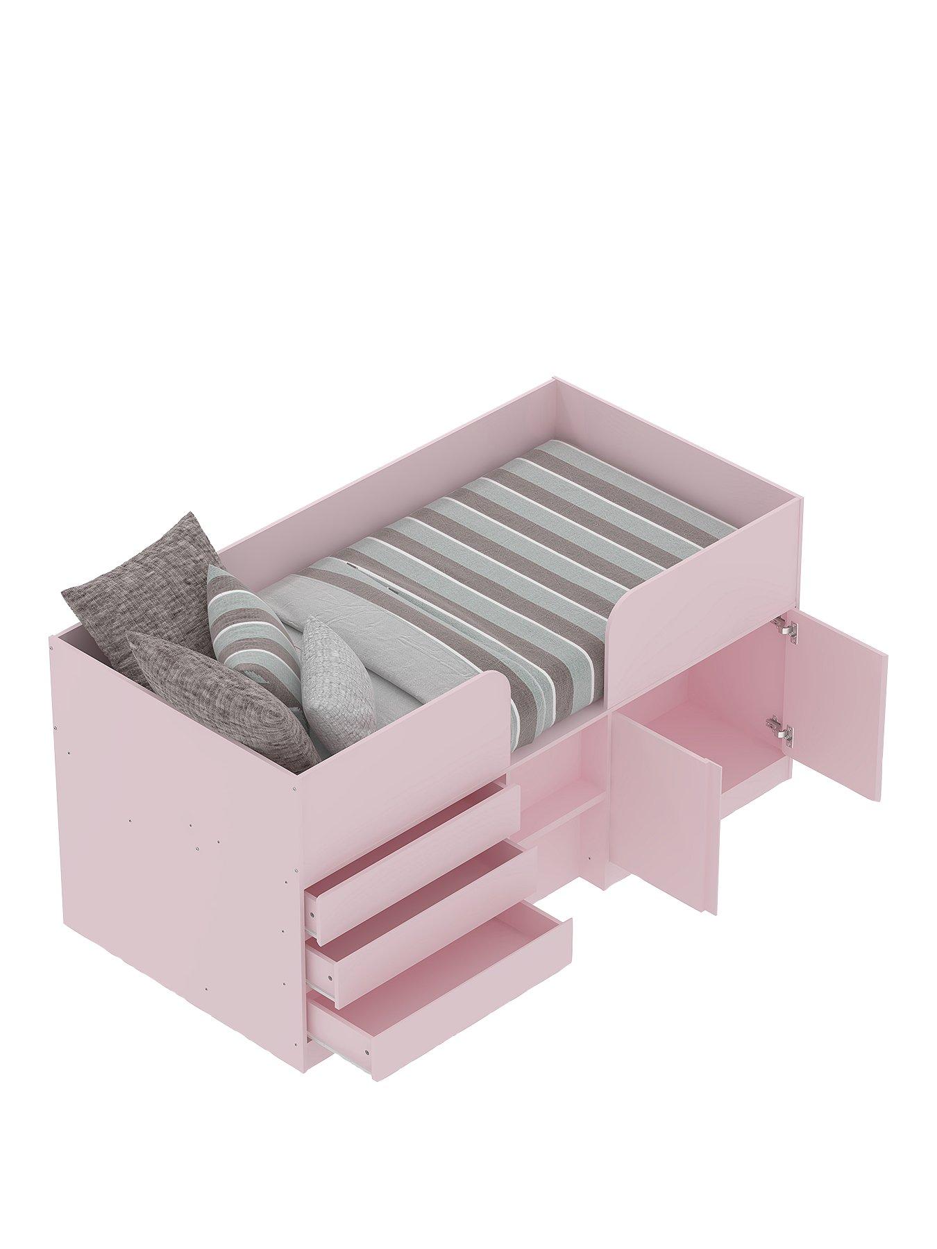  image of very-home-bailey-mid-sleeper-bed-with-mattress-options-buy-amp-save-pink-fscreg-certified