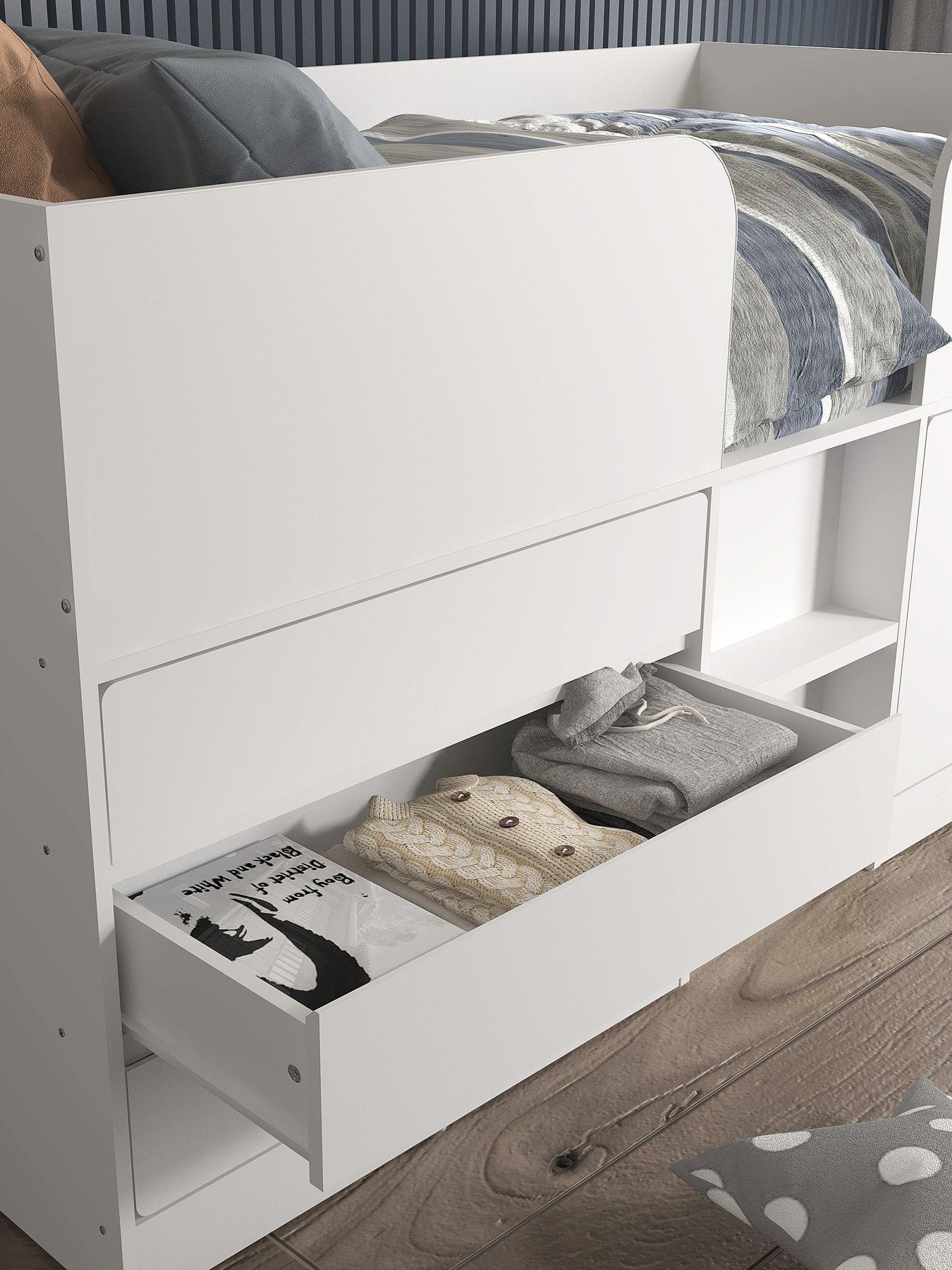  image of very-home-bailey-mid-sleeper-bed-with-mattress-options-buy-amp-save-white-fscreg-certified