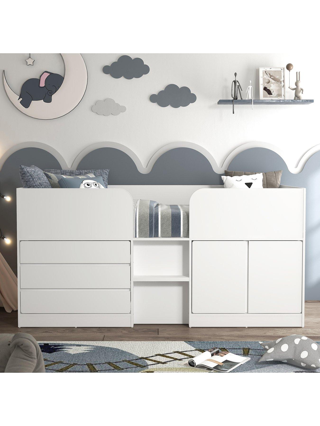  image of very-home-bailey-mid-sleeper-bed-with-mattress-options-buy-amp-save-white-fscreg-certified