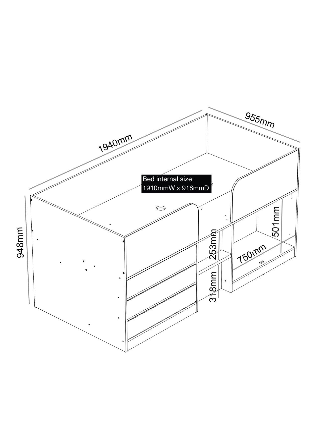 Image 7 of 7 of Very Home Bailey Mid Sleeper Bed with Mattress Options (Buy &amp; SAVE) - White - FSC&reg; Certified