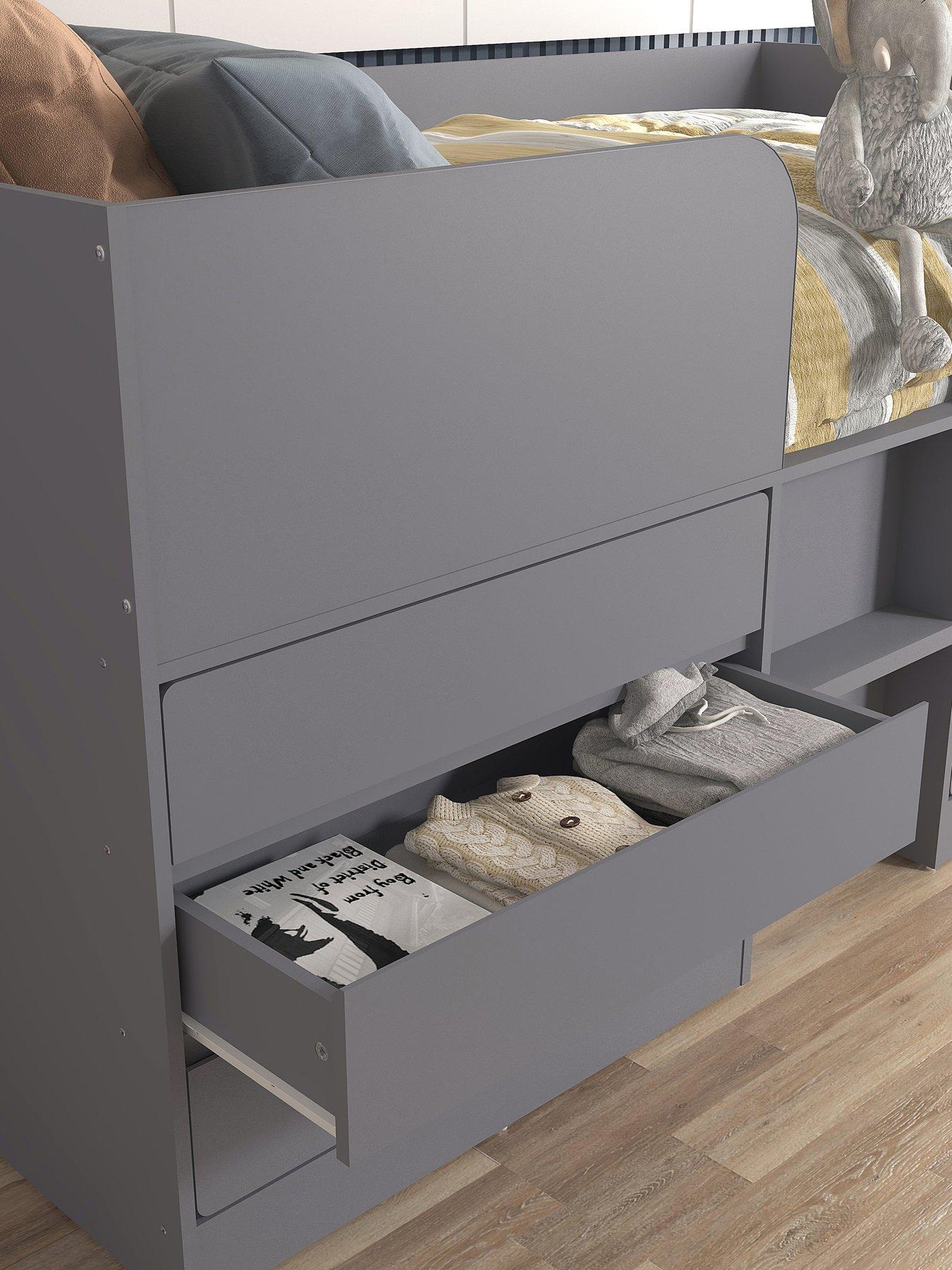  image of very-home-bailey-mid-sleeper-bed-with-mattress-options-buy-amp-save-grey-fscreg-certified