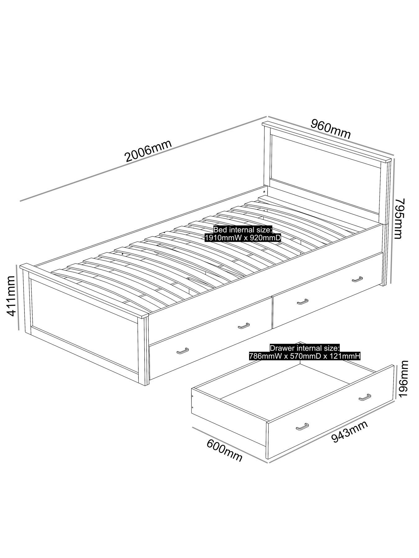 Image 7 of 7 of Very Home Daisy Single Bed Frame with Mattress Options (Buy &amp; SAVE!)&nbsp;-&nbsp;FSC&reg; Certified