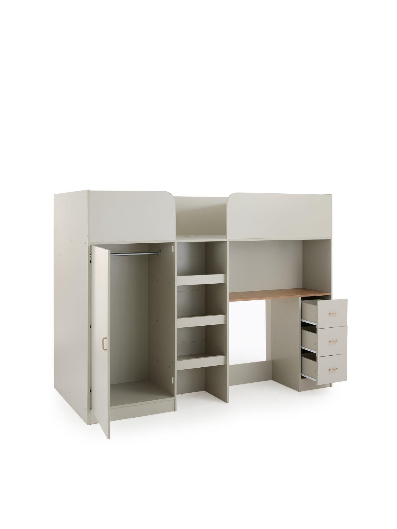 Image 3 of 6 of The Very Collection Daisy High Sleeper Bed with Drawers, Desk and Wardrobe and Mattress Options (Buy &amp; SAVE!) - FSC&reg; Certified