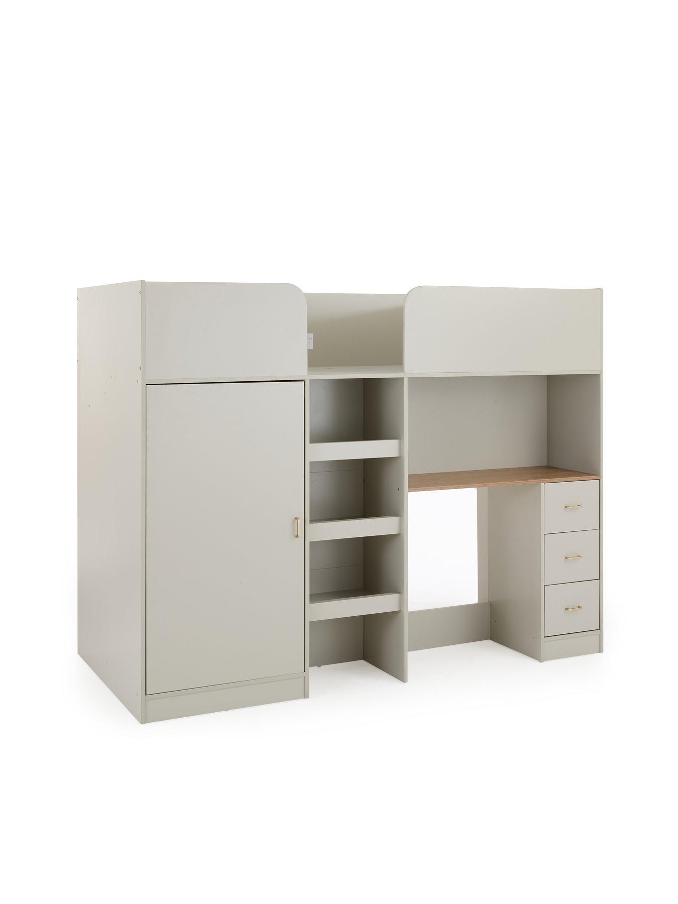 Image 4 of 6 of The Very Collection Daisy High Sleeper Bed with Drawers, Desk and Wardrobe and Mattress Options (Buy &amp; SAVE!) - FSC&reg; Certified